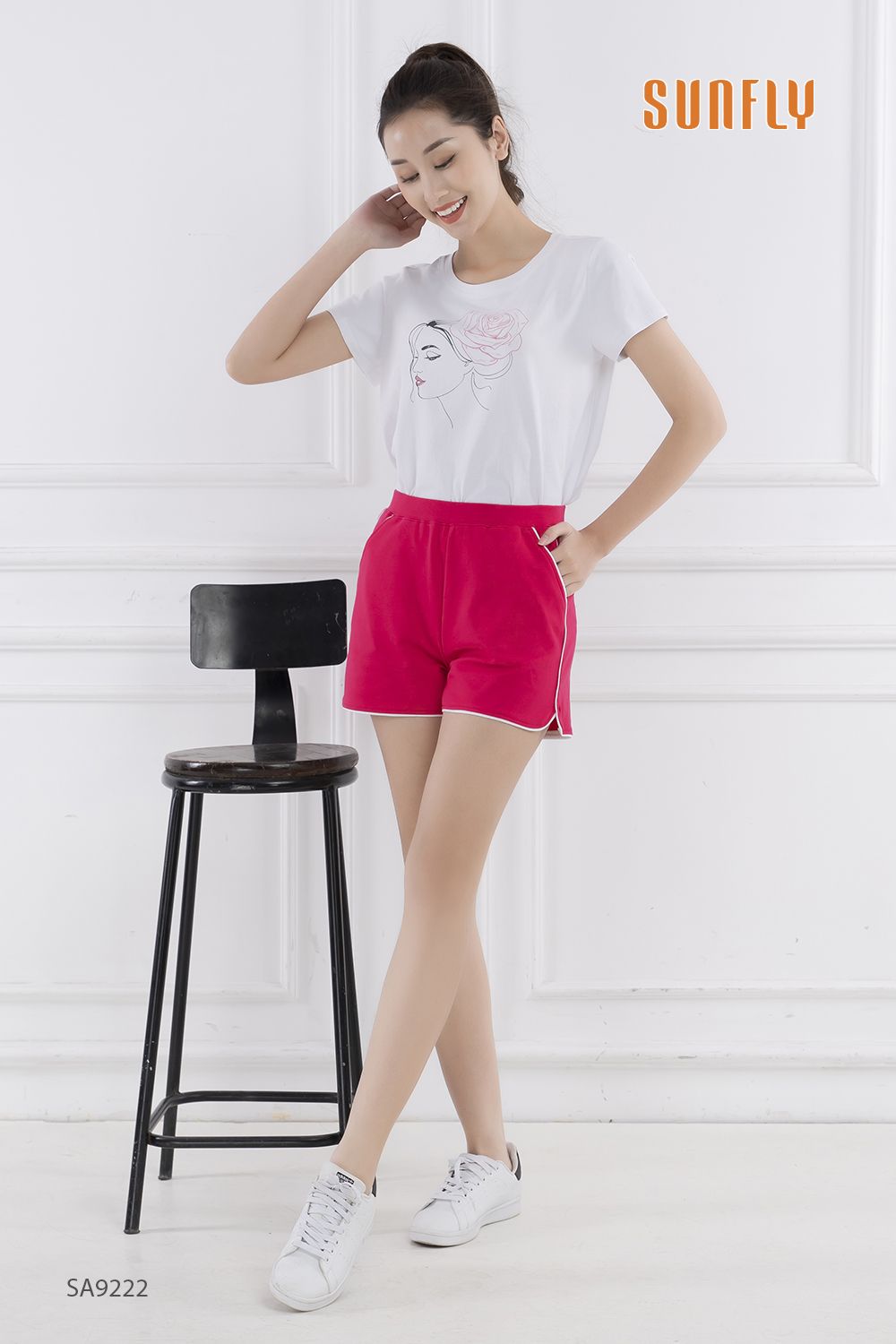 Quần sooc thể thao vải zip SA9222 S sen đậm