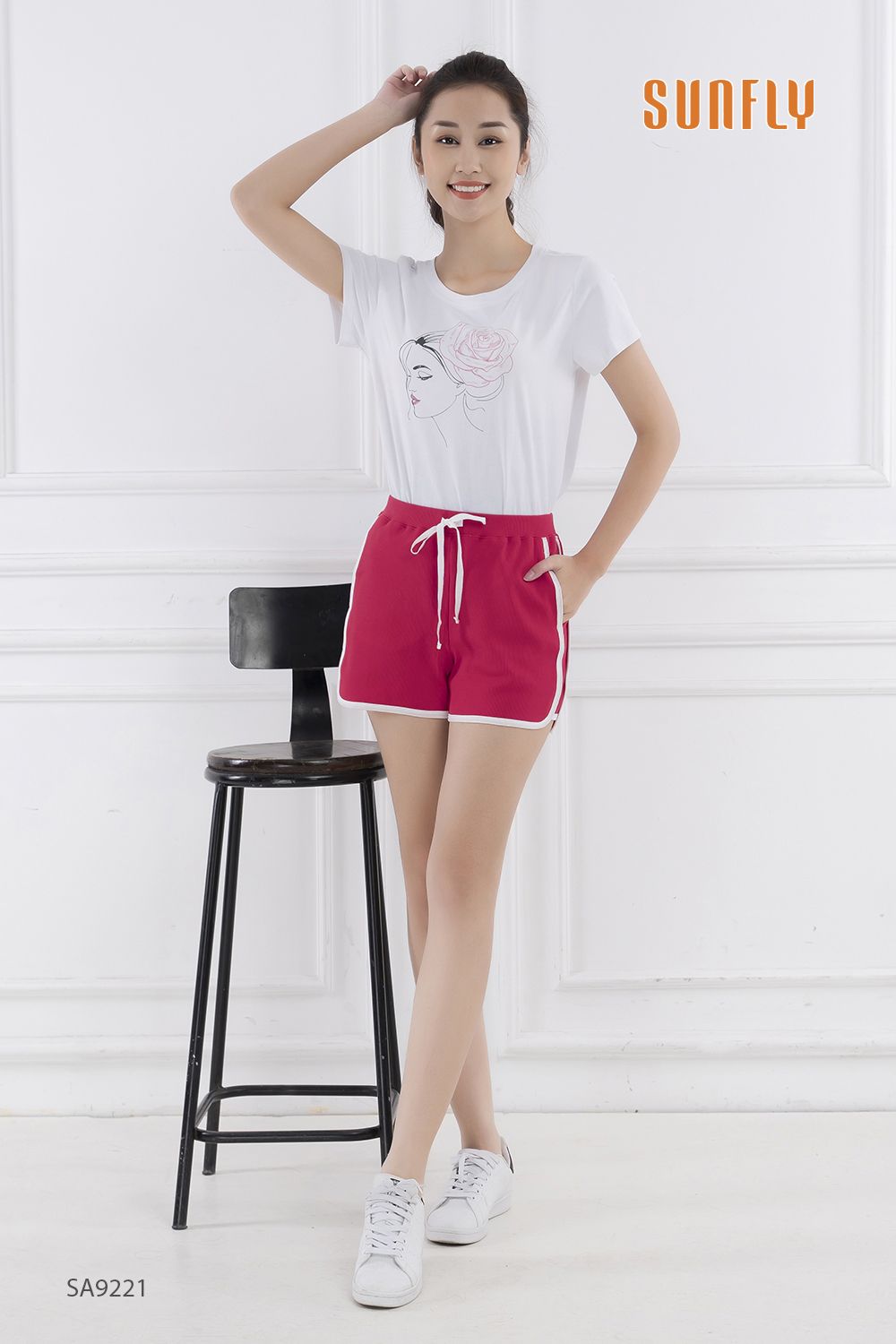 Quần sooc thể thao vải zip SA9221 S hồng 10h