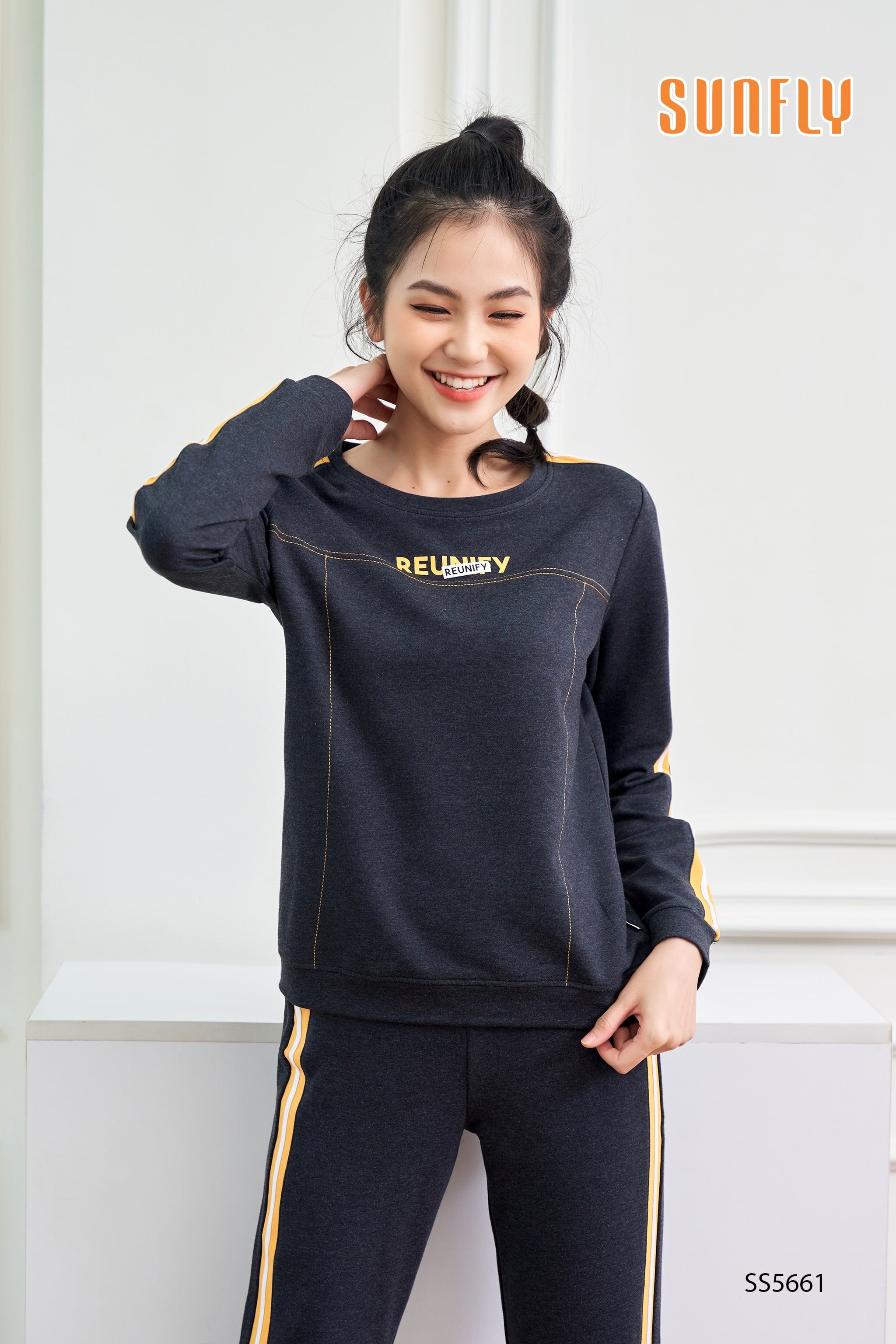 Bộ thể thao cotton da cá áo dài quần dài SS5661