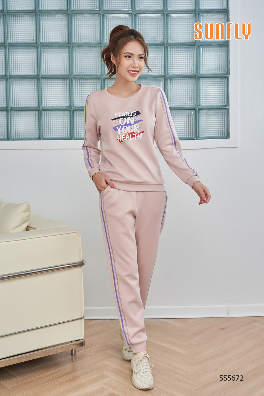 Bộ thể thao poly 2 da áo dài quần dài SS5672
