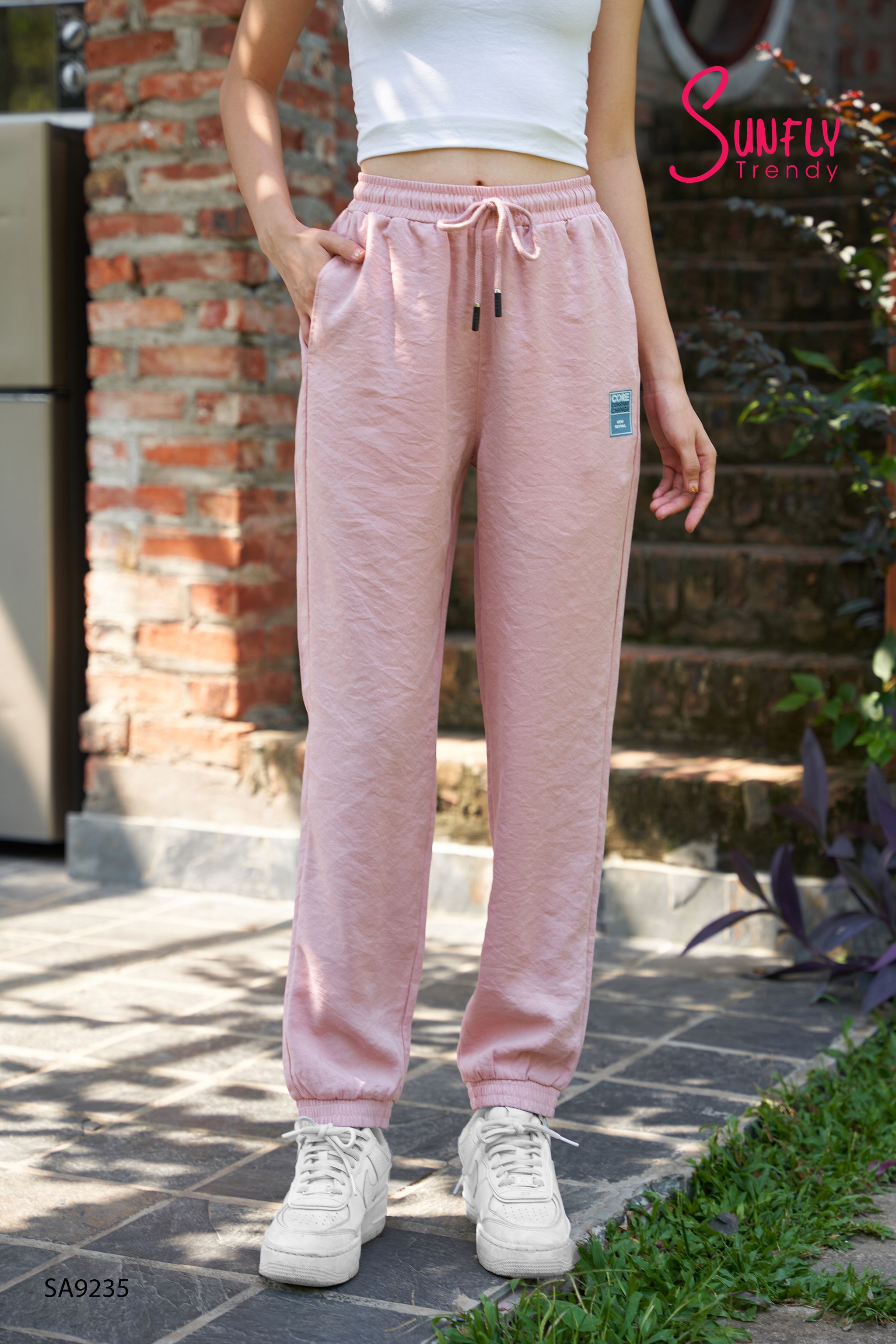 Quần casual đũi chun gấu SA9235 M hồng