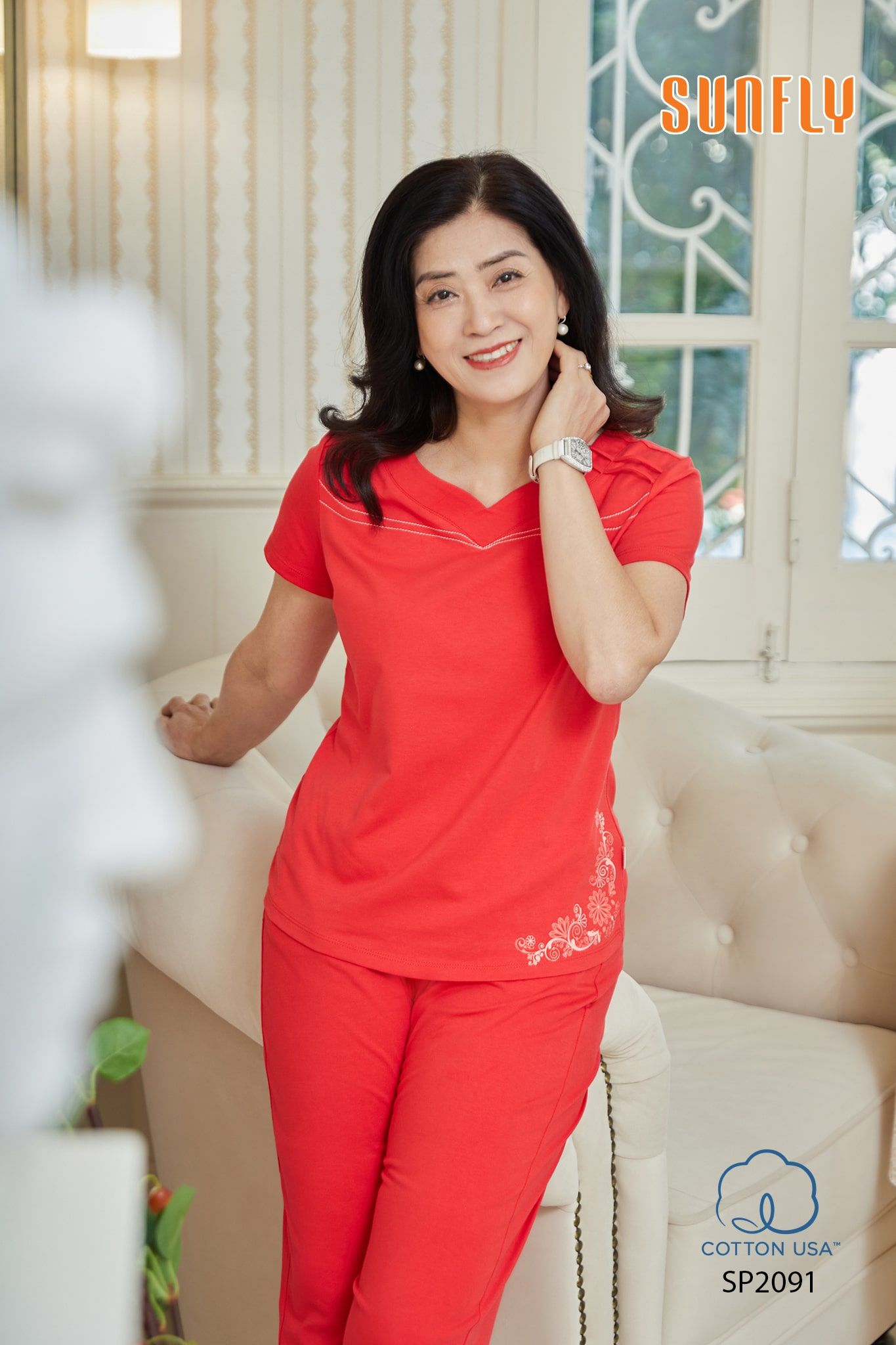 Đồ bộ mặc nhà cotton áo cộc quần ngố SP2091