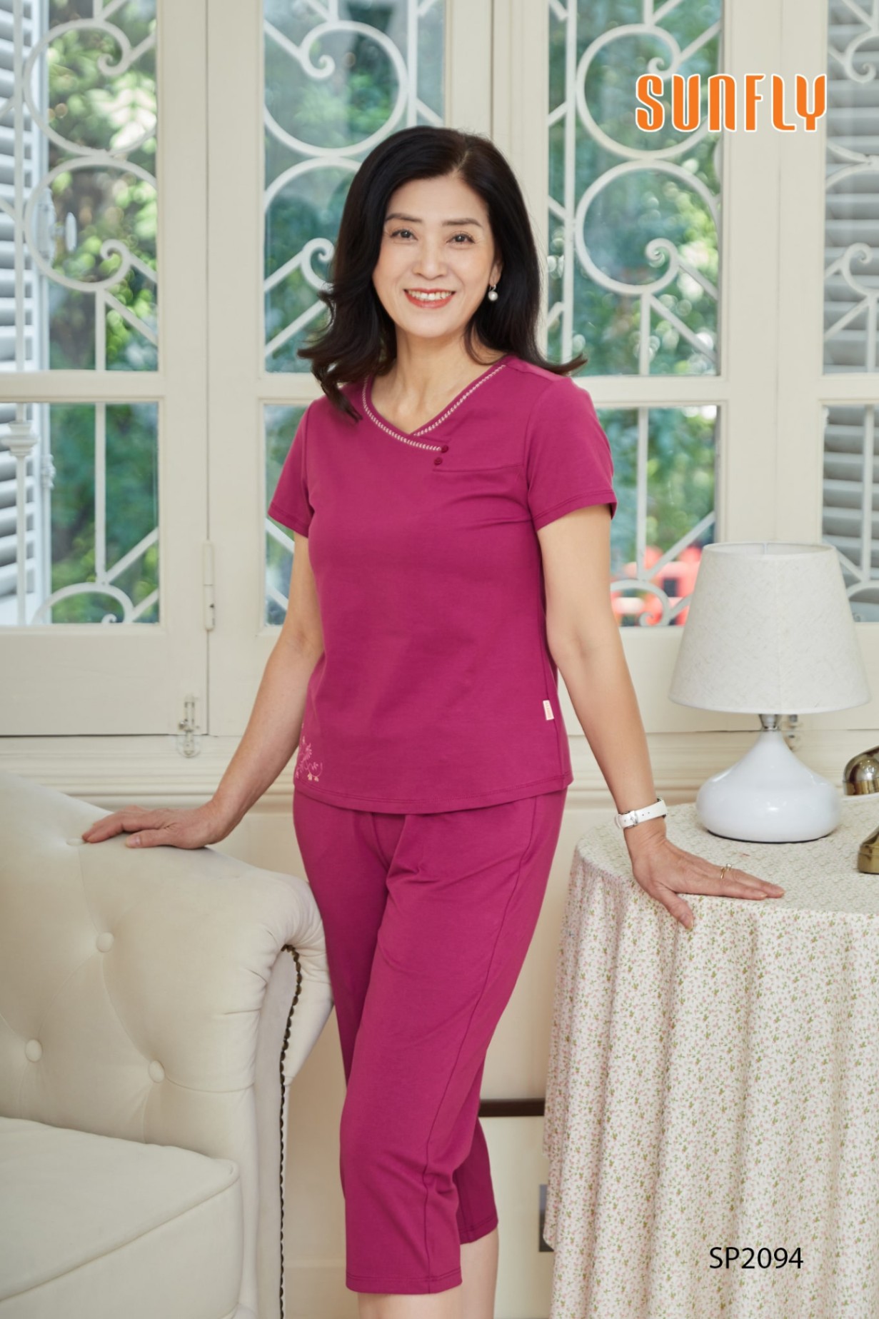 Đồ bộ mặc nhà cotton áo cộc quần ngố SP2094
