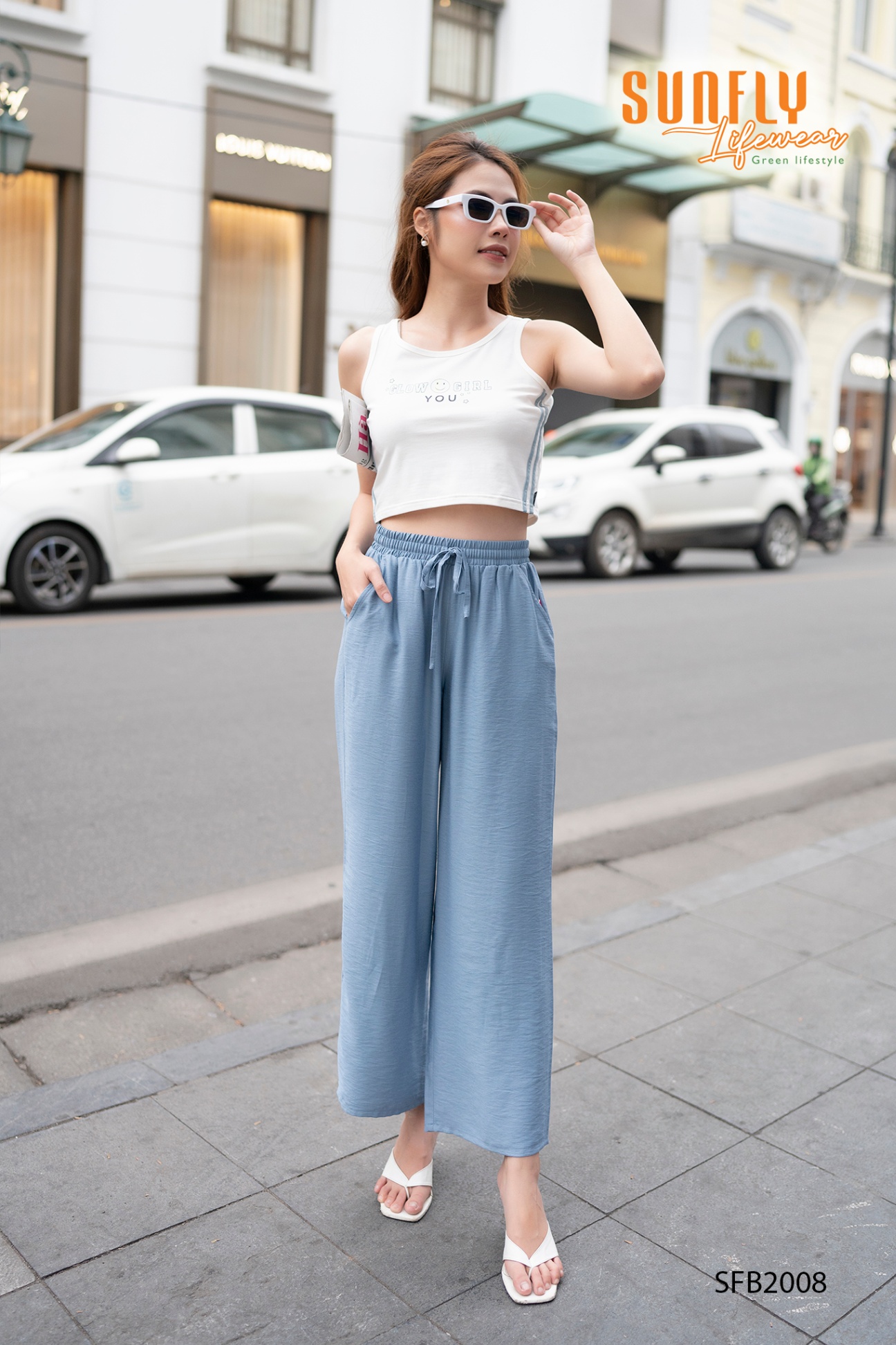 Quần dài linen ống suông rộng SFQ2008