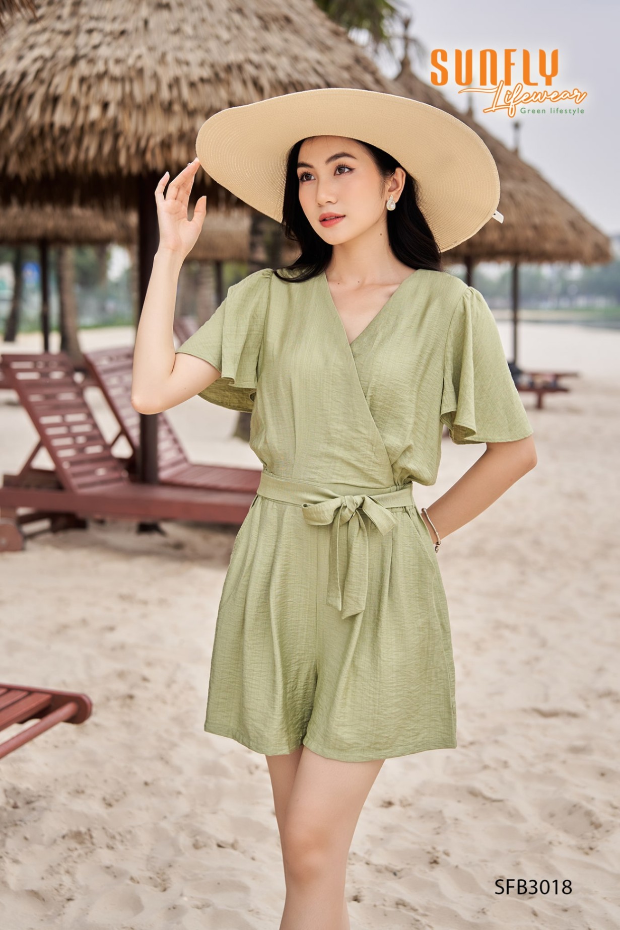 Bộ Jumpsuite linen áo cộc quần sooc SFB3018