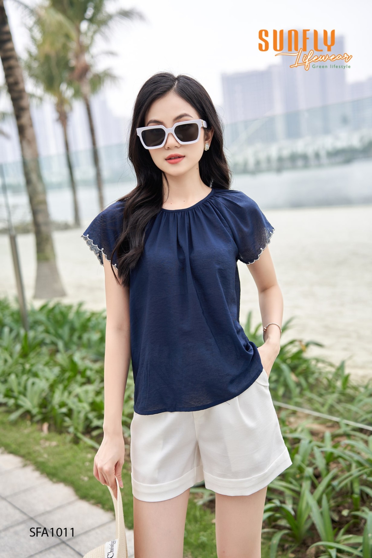 Áo linen lụa vai zeclan SFA1011
