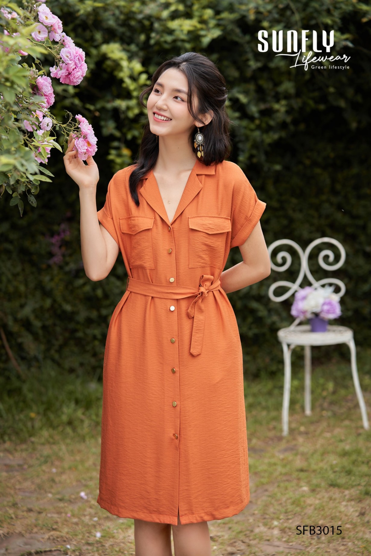 Đầm linen tưng dáng sơmi SFB3015