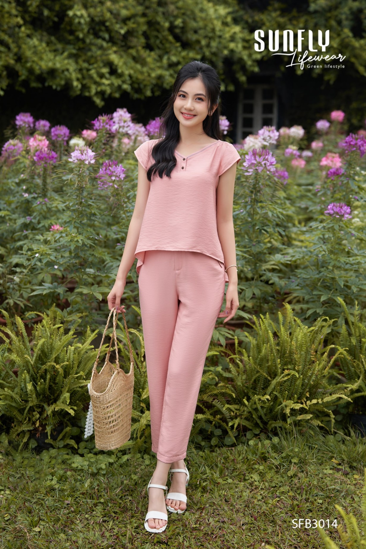 Đồ bộ linen tưng áo cộc quần dài SFB3014