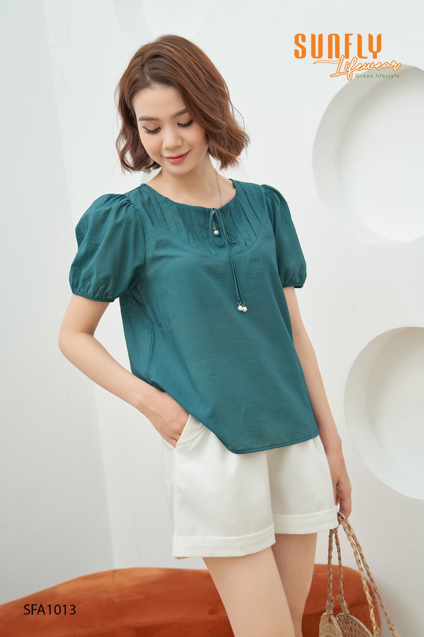 Áo sơ mi linen lụa cộc tay SFA1013
