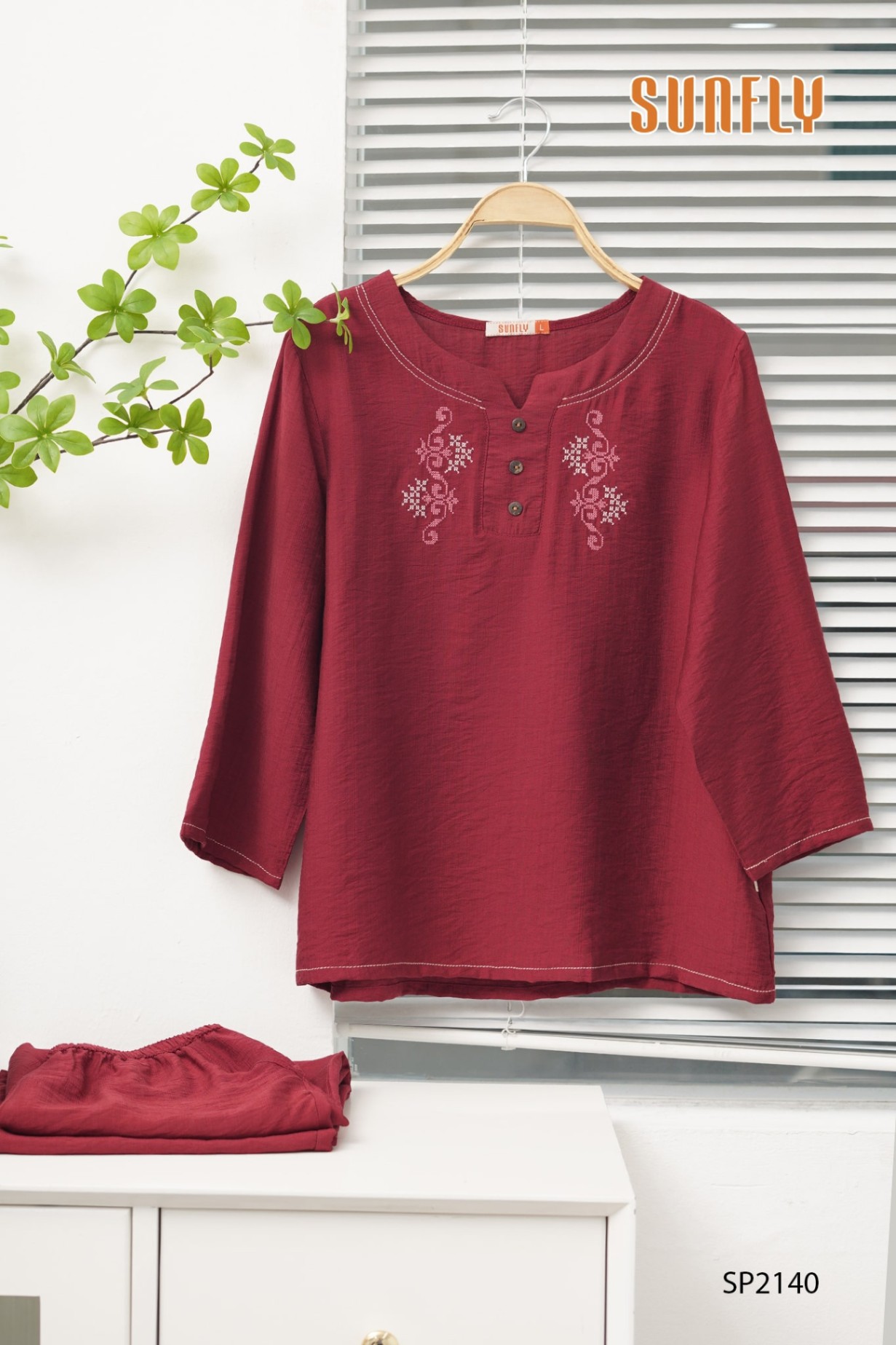 Đồ bộ mặc nhà linen áo tay lỡ quần dài SP2140
