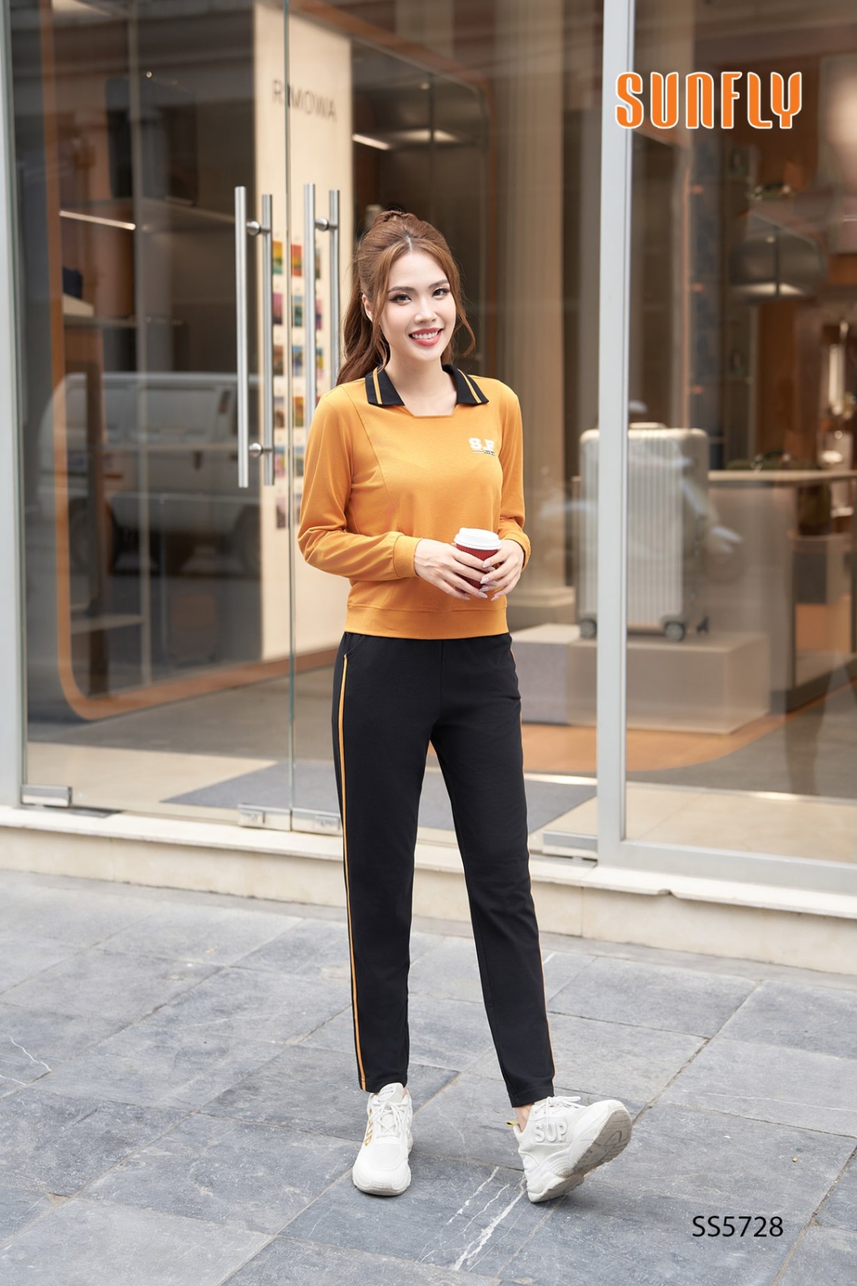 Bộ thể thao thun tổ ong áo dài quần dài SS5728