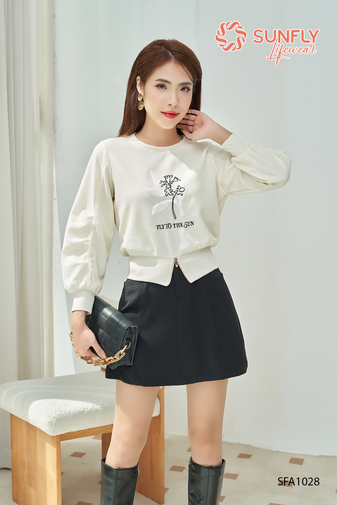 Áo thun tổ ong bo gấu tay dài SFA1028