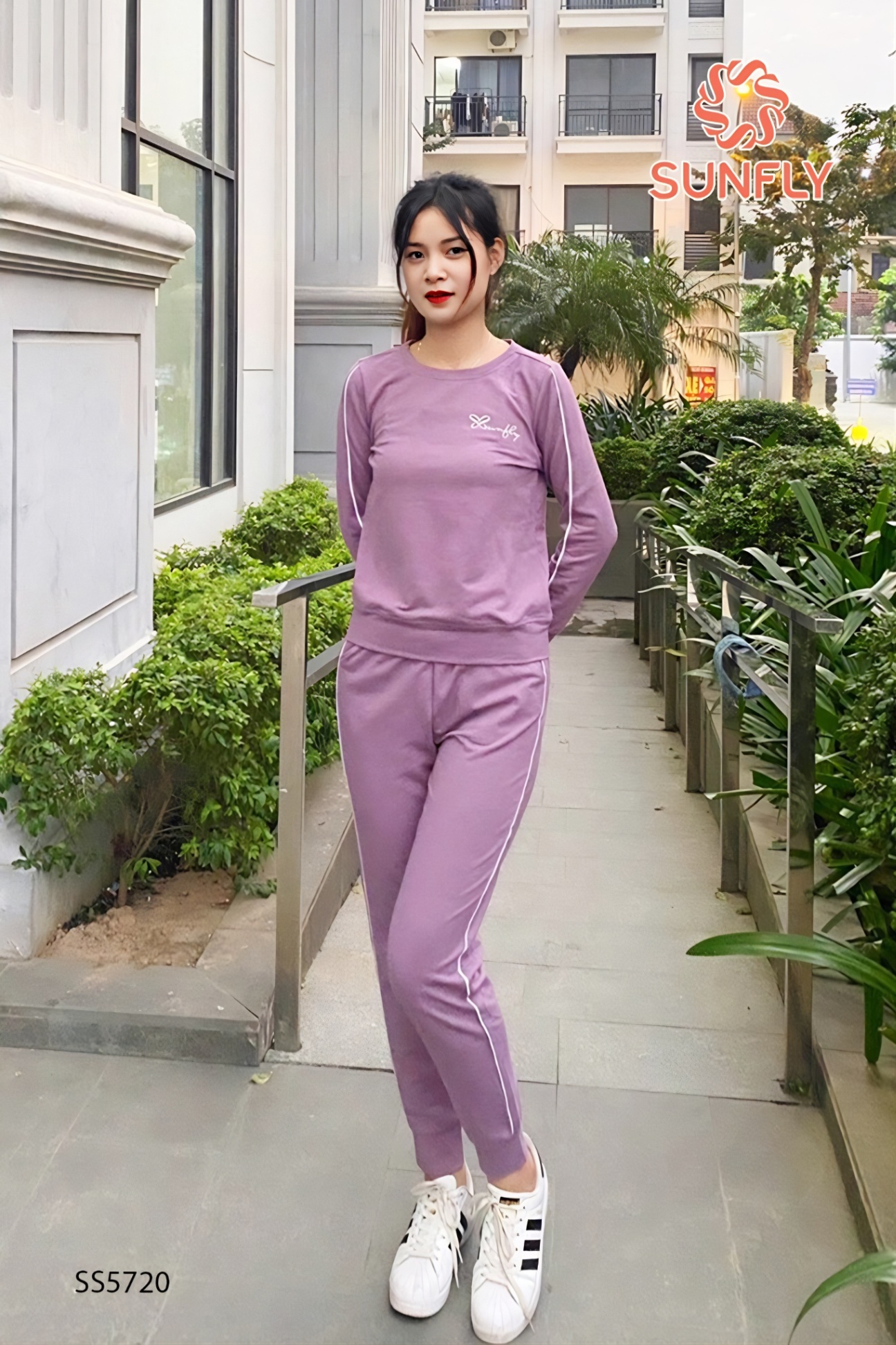 Bộ thể thao cotton da cá áo dài quần dài SS5720