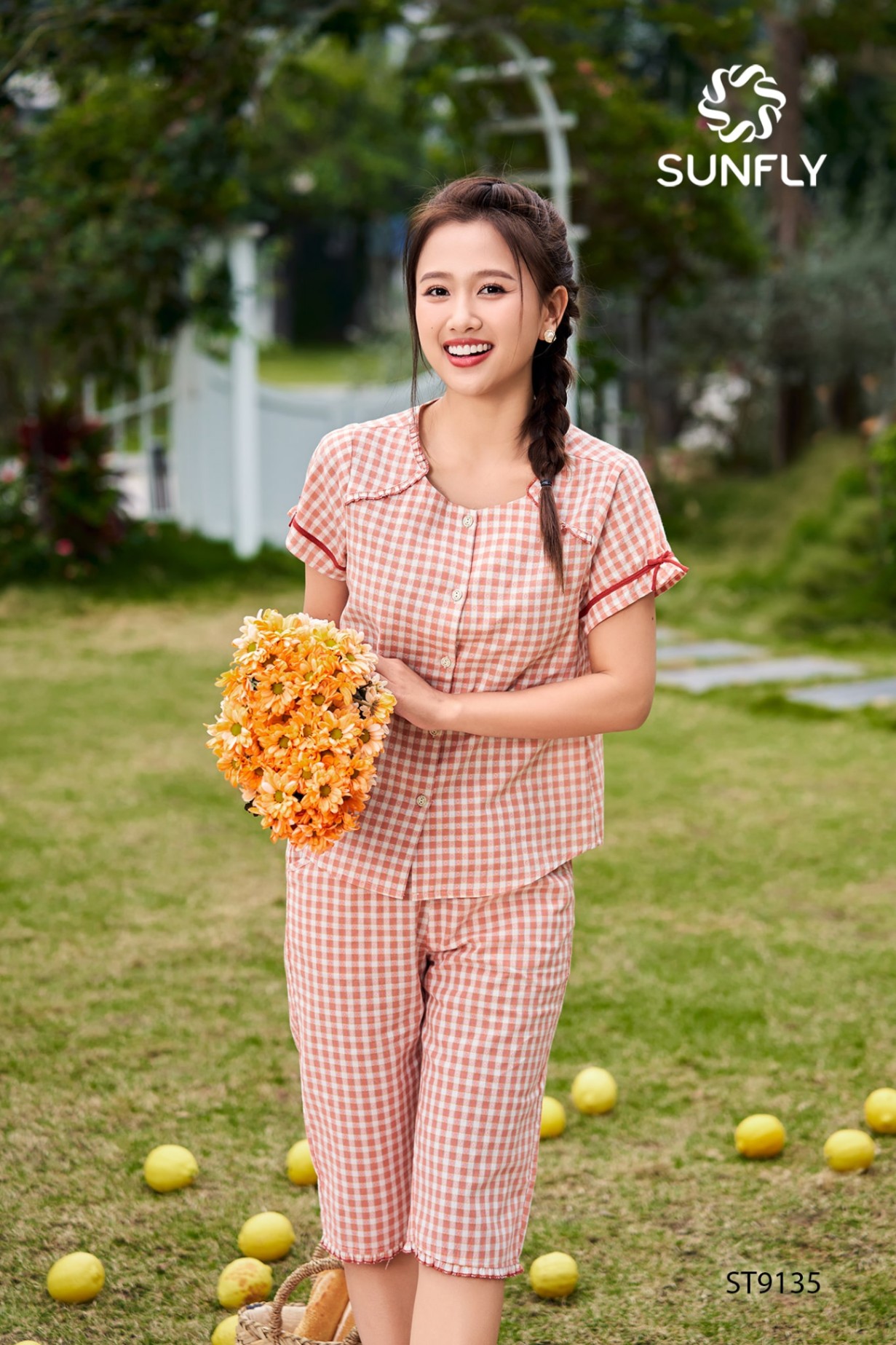 Đồ bộ mặc nhà nữ kate áo cộc quần ngố ST9135