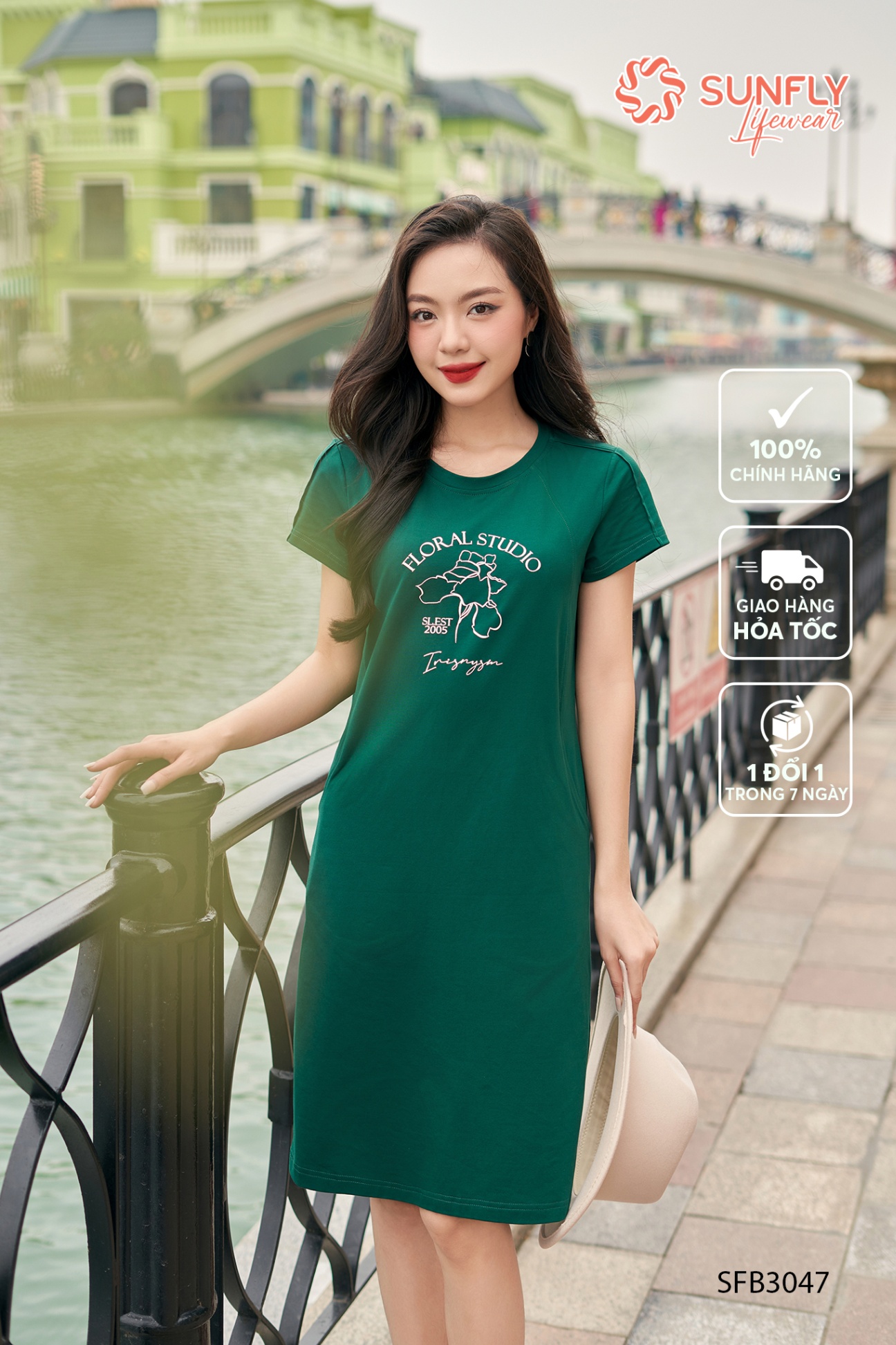 Đầm nữ cotton compact suông dài SFB3047