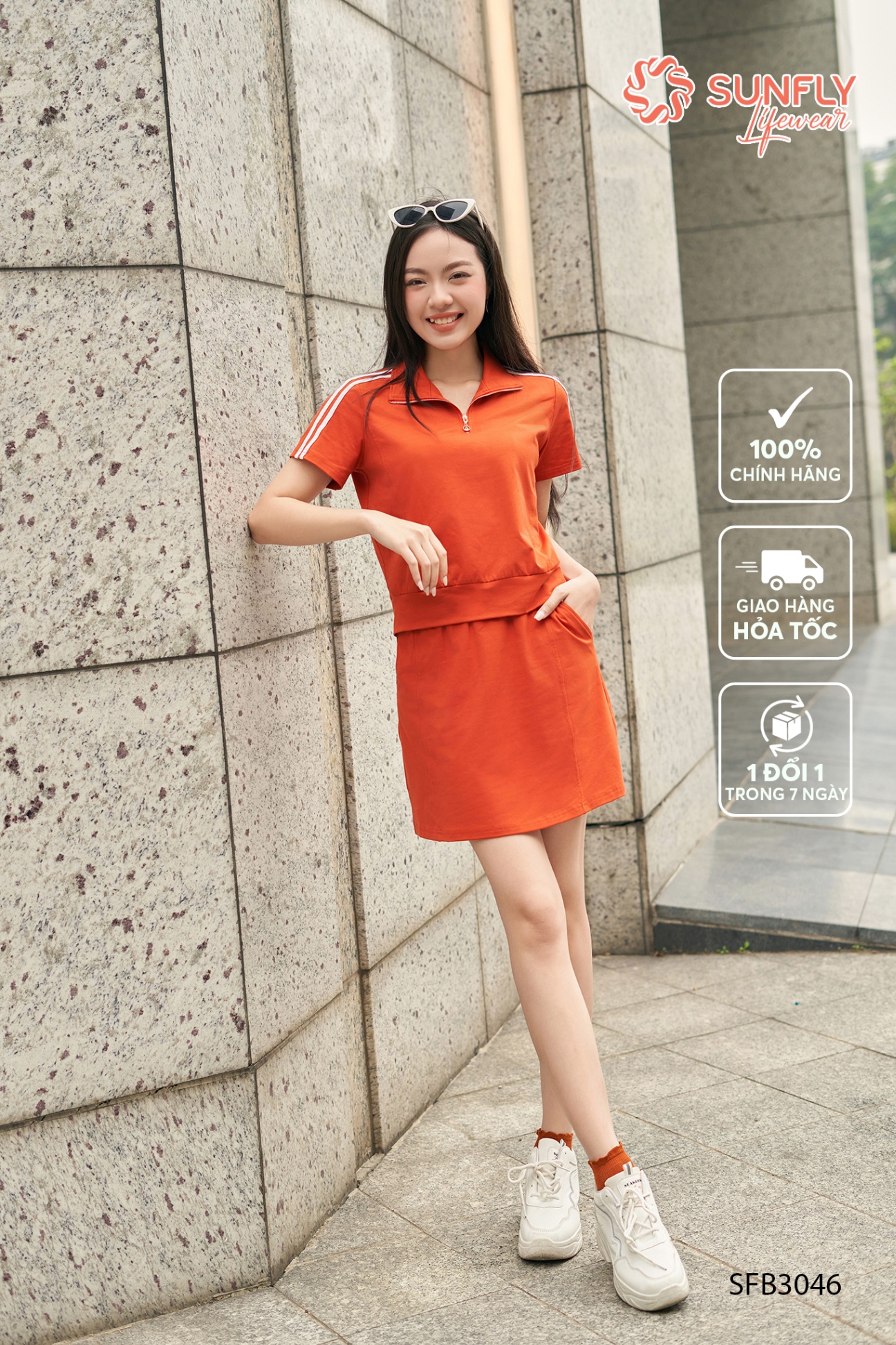 Set đồ nữ cotton compact áo cộc chân váy ngắn SFB3046
