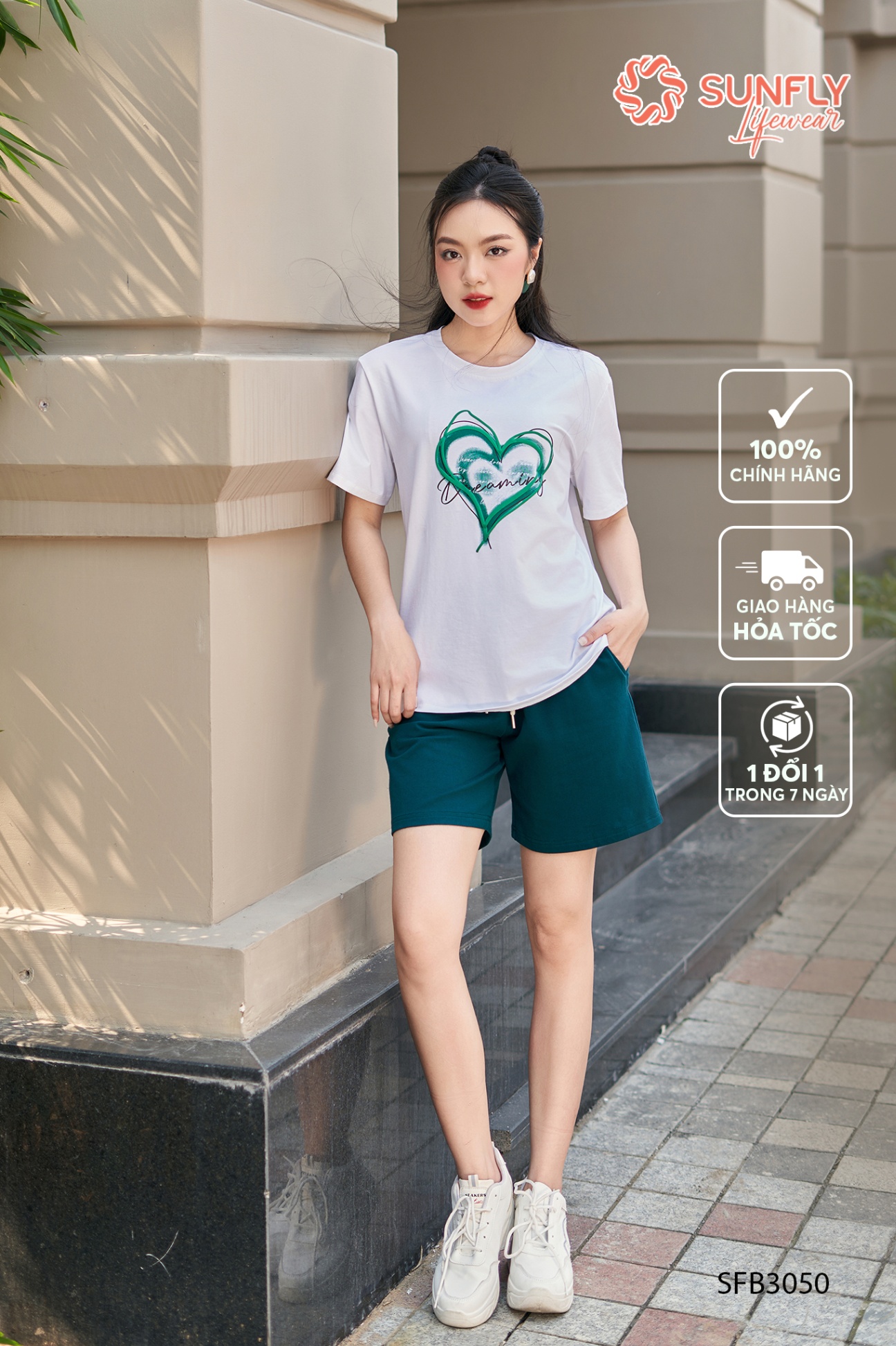 Set đồ nữ cotton compact áo cộc quần sooc SFB3050