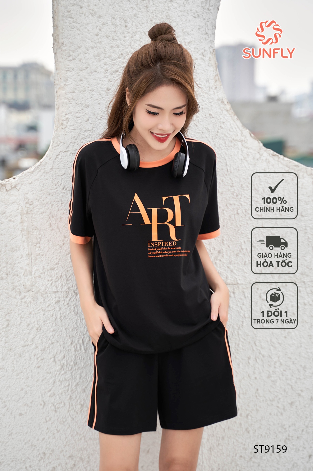 Đồ bộ mặc nhà nữ cotton compact áo cộc quần sooc ST9159