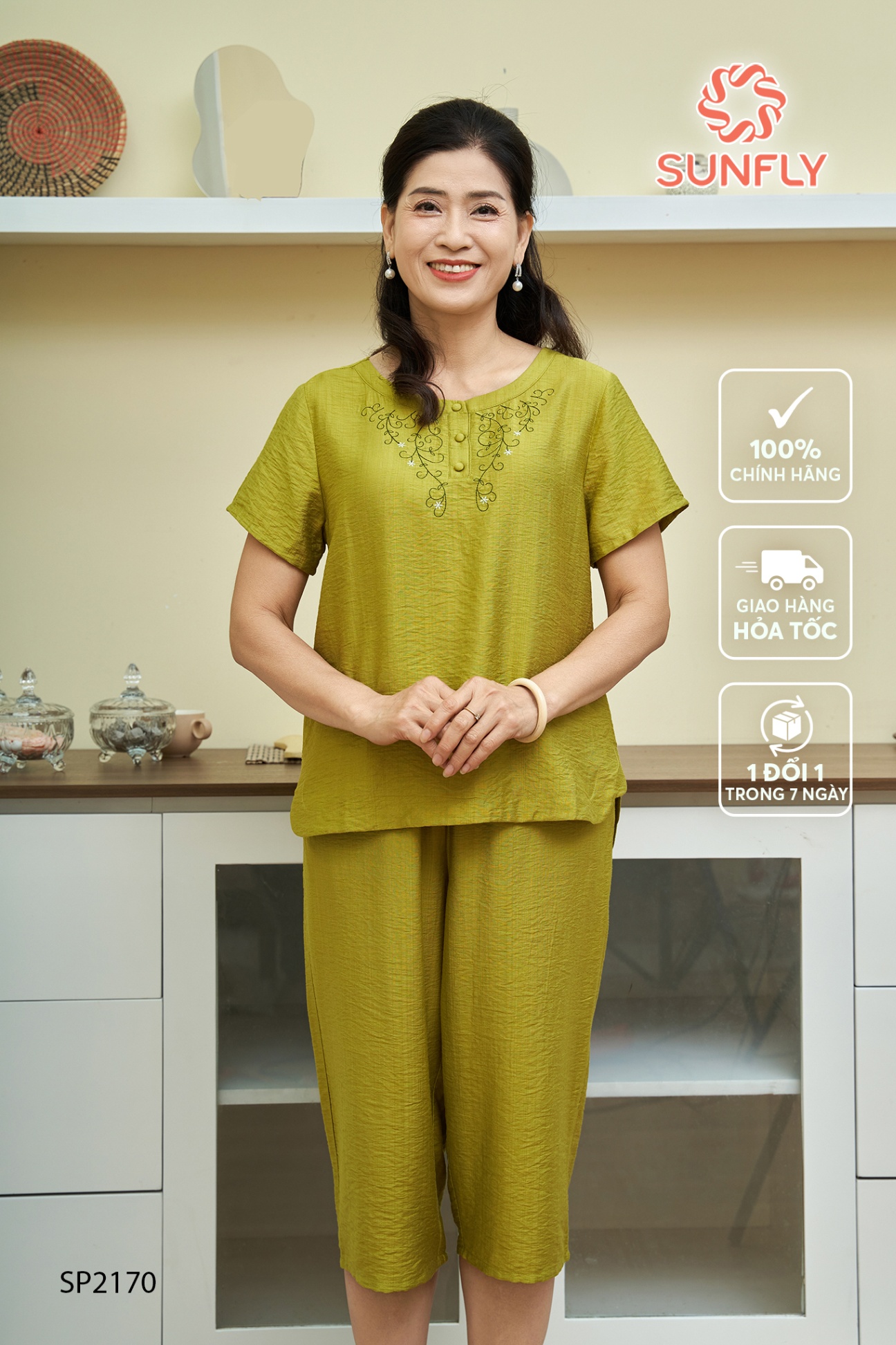 Đồ bộ mặc nhà nữ linen áo cộc quần ngố SP2170