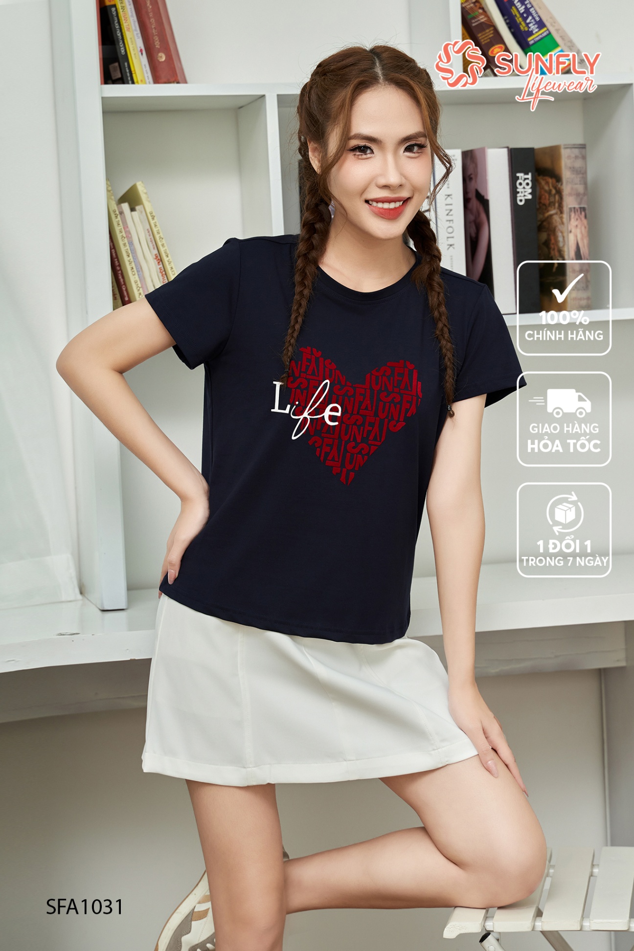 Áo phông nữ cotton compact cộc tay SFA1031