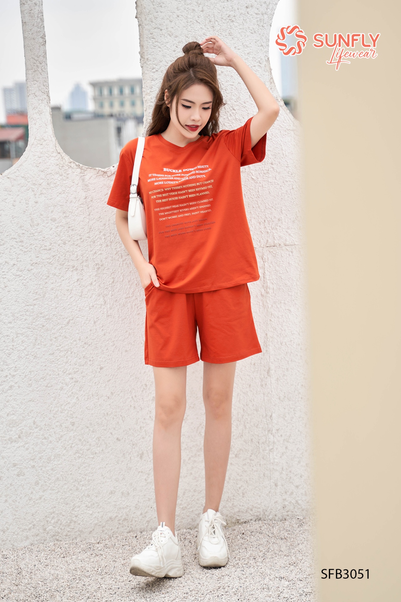 Set đồ nữ cotton compact áo cộc quần sooc SFB3051