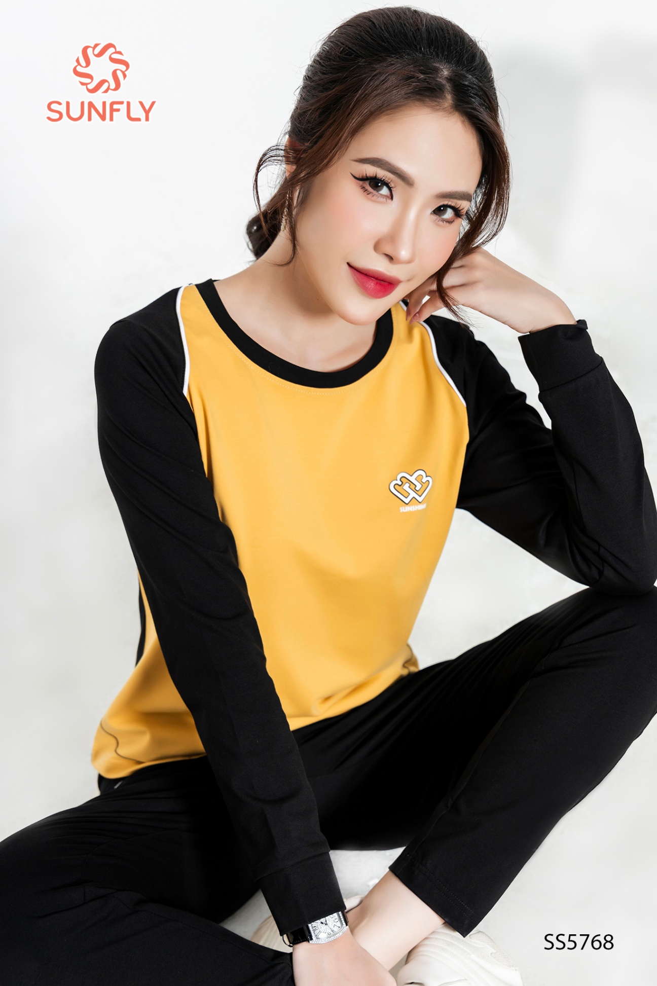 Bộ thể thao nữ cotton compact áo dài quần dài SS5768