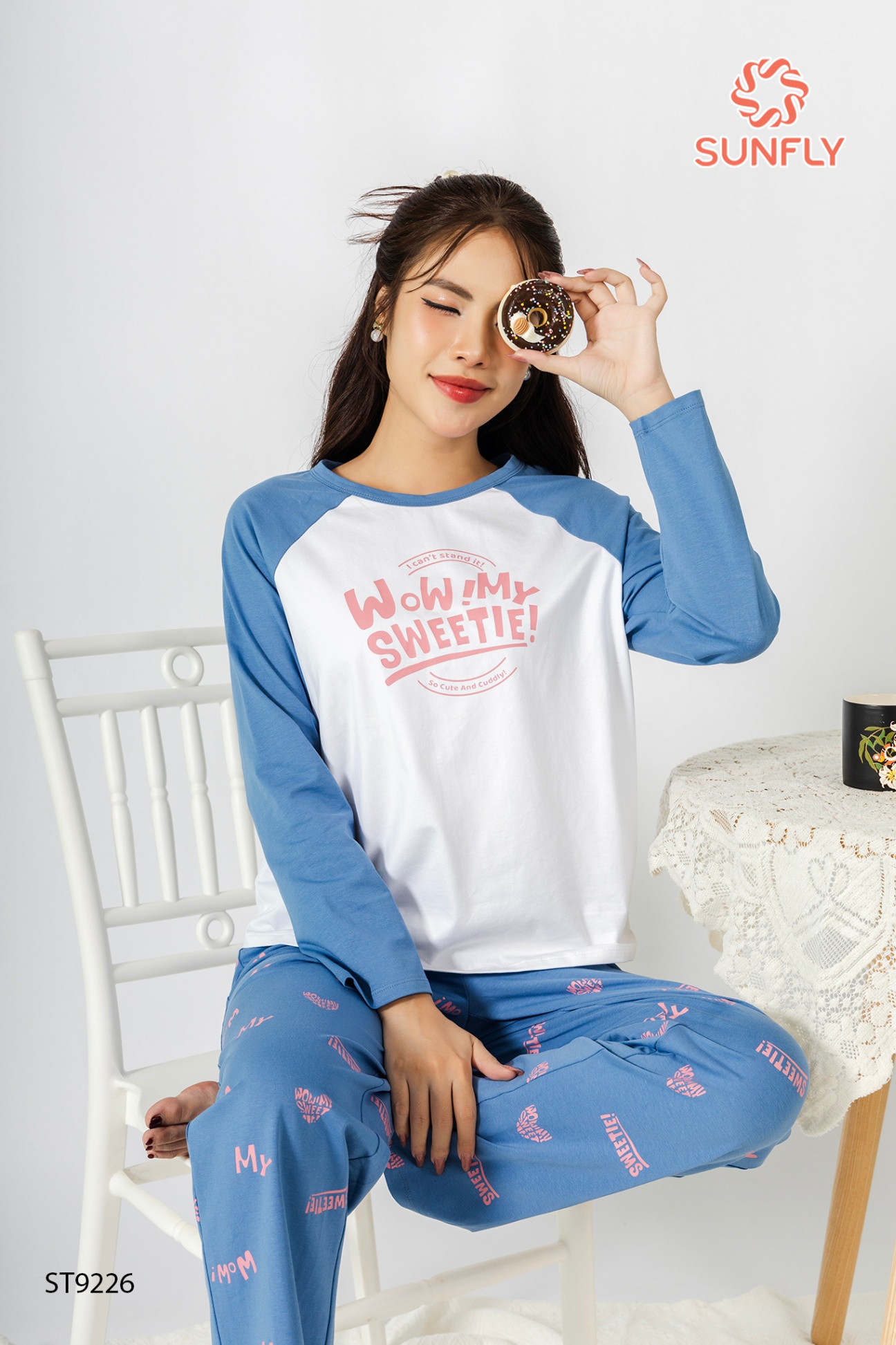 Đồ bộ mặc nhà nữ cotton compact ht áo dài quần dài ST9226