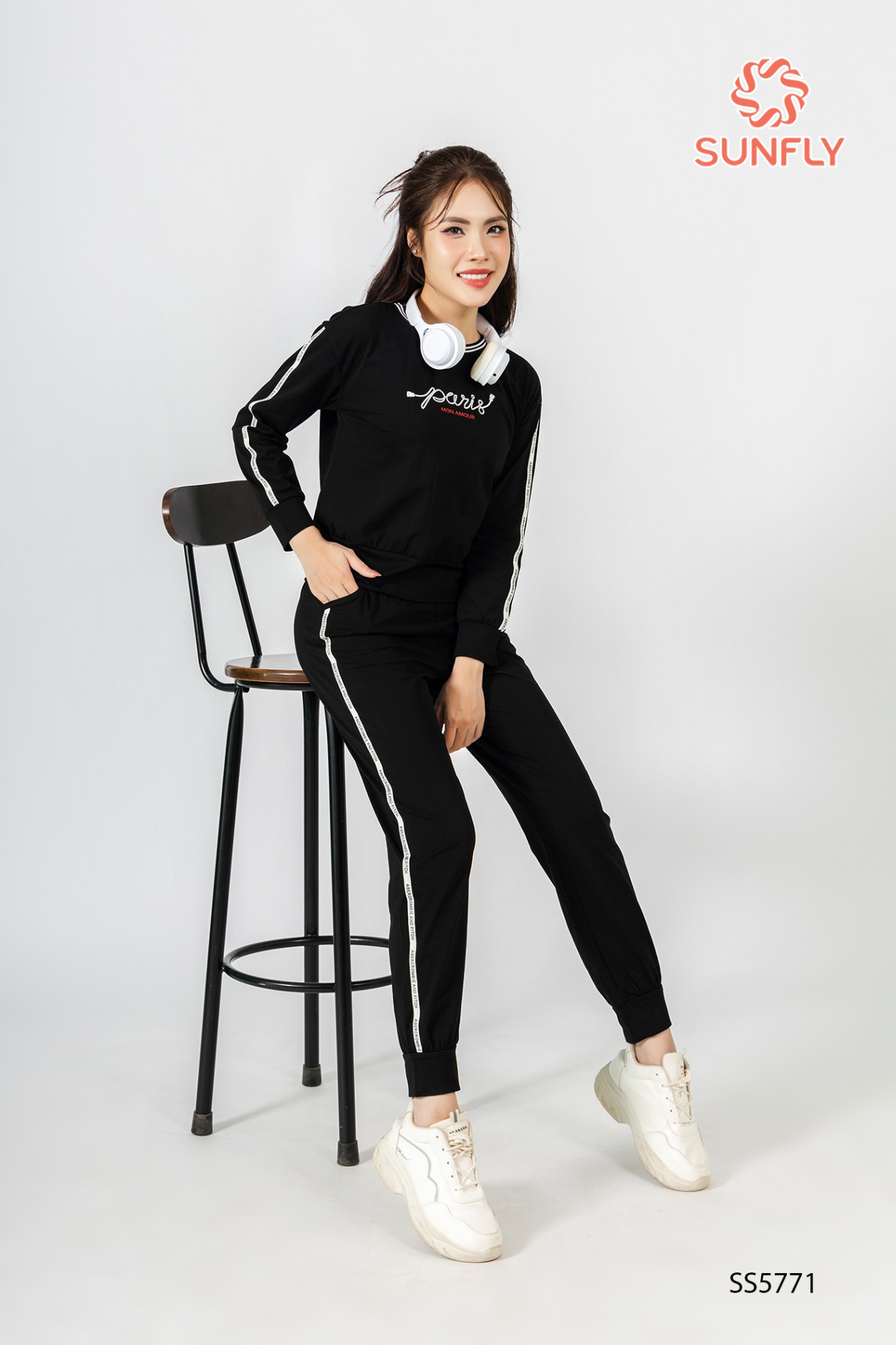 Bộ thể thao nữ cotton áo dài quần dài SS5771