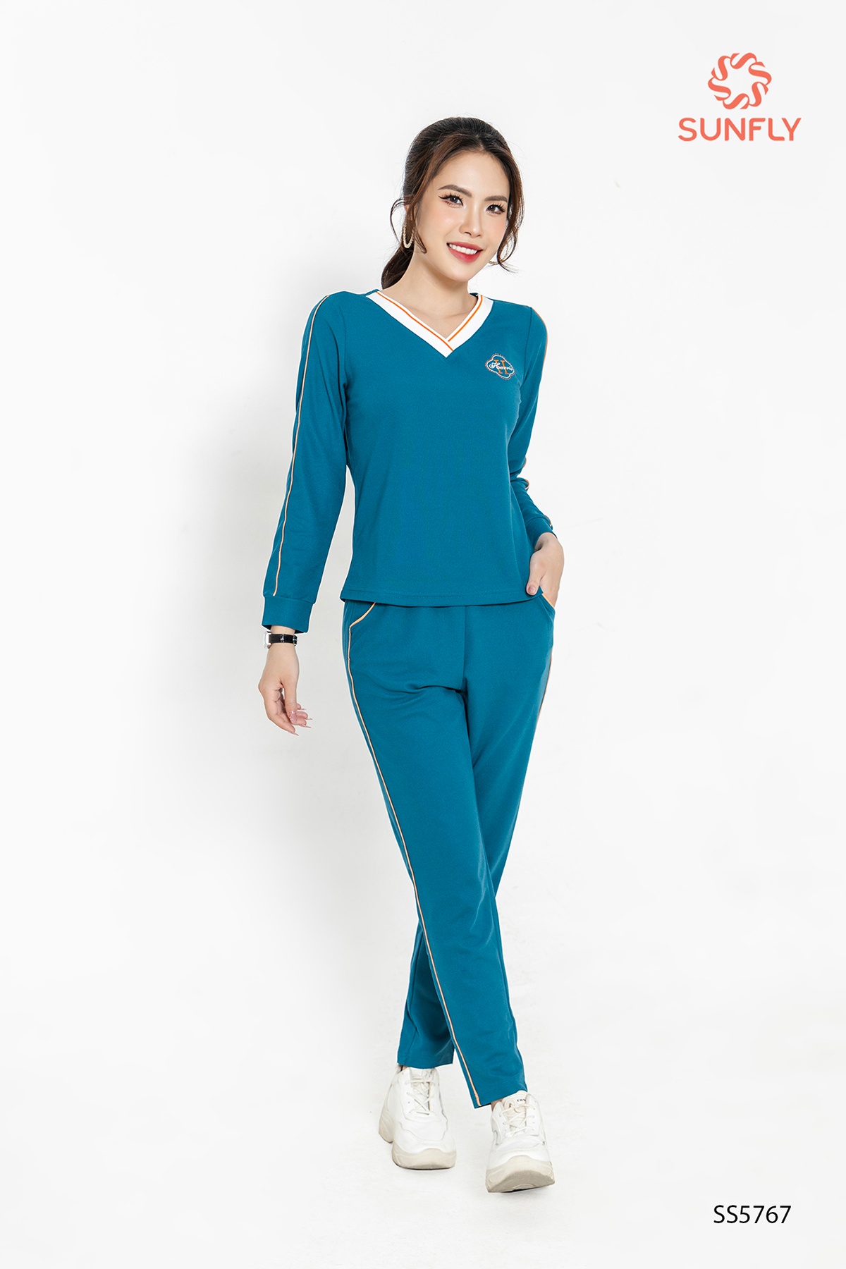 Bộ thể thao nữ S - cafe áo dài quần dài SS5767