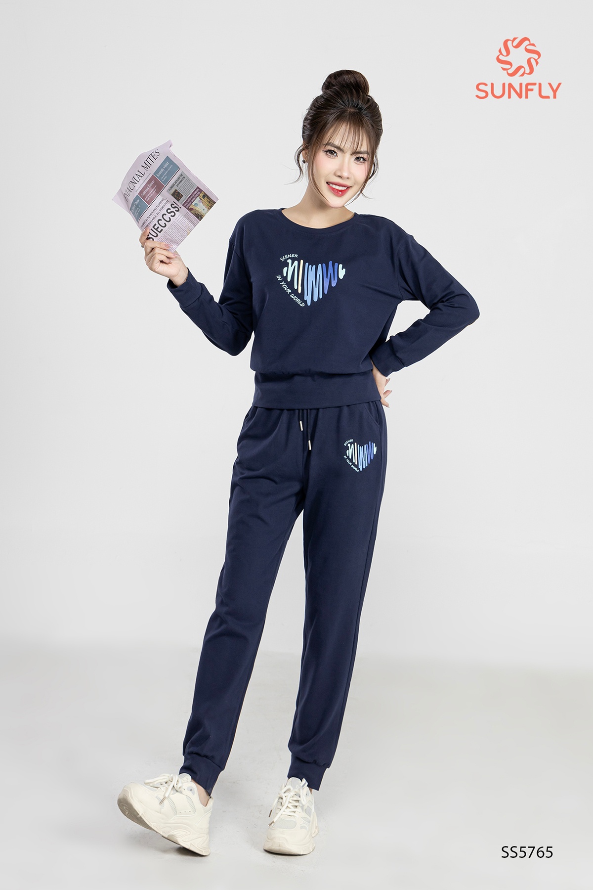 Bộ thể thao nữ cotton áo dài quần dài SS5765