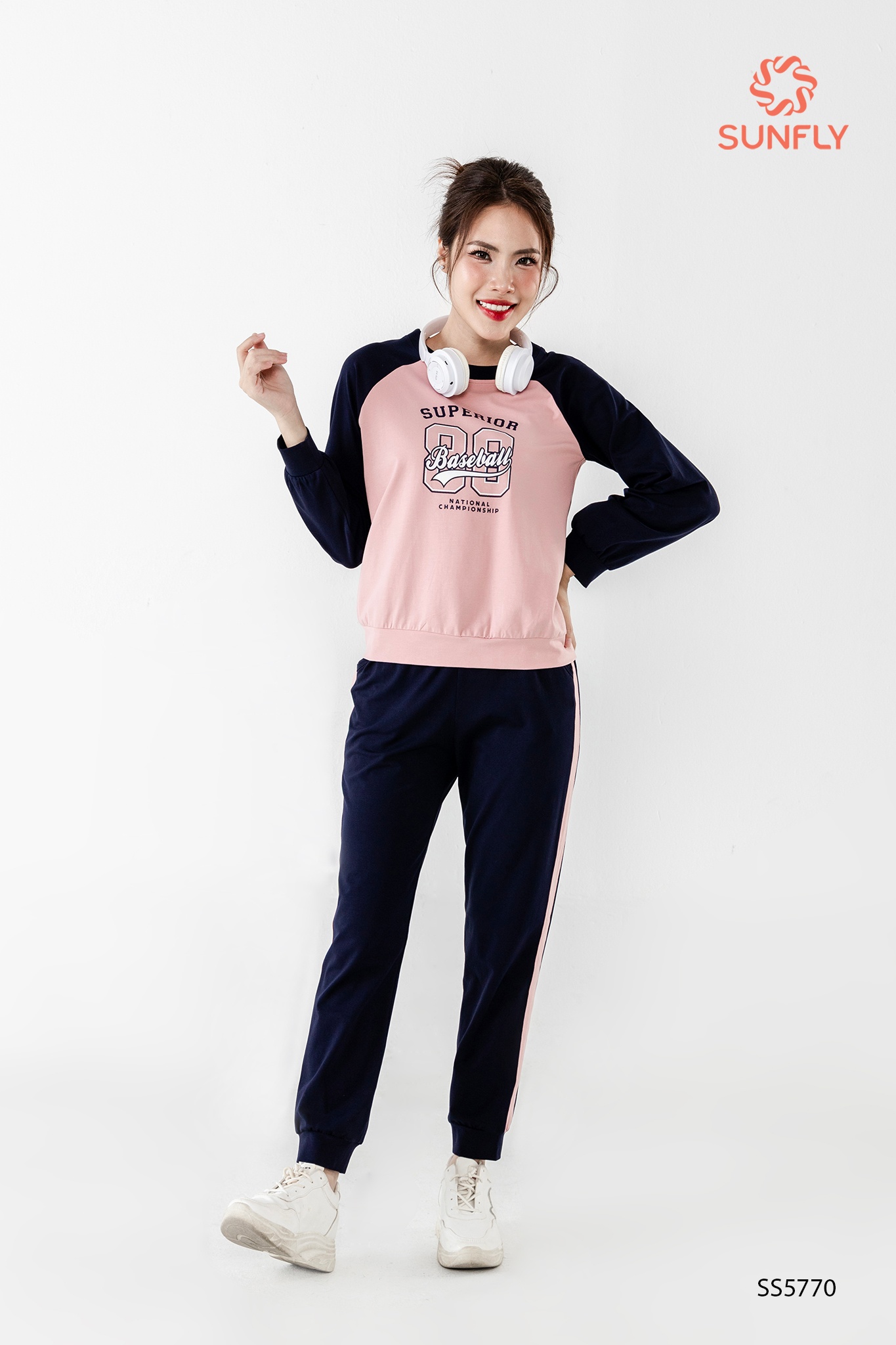 Bộ thể thao nữ cotton compact áo dài quần dài SS5770