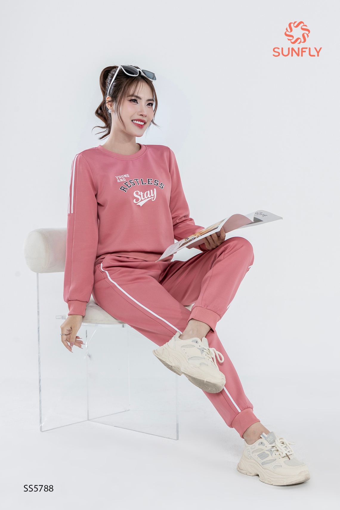 Bộ thể thao nữ poly 2 da áo dài quần dài SS5788