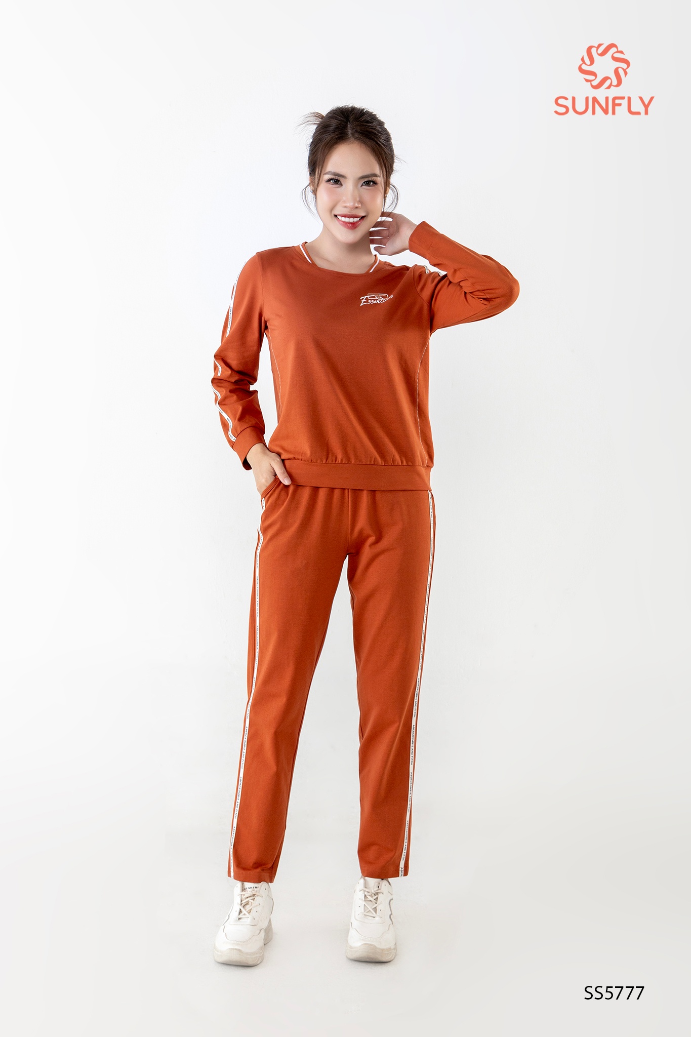 Bộ thể thao nữ cotton compact áo dài quần dài SS5777