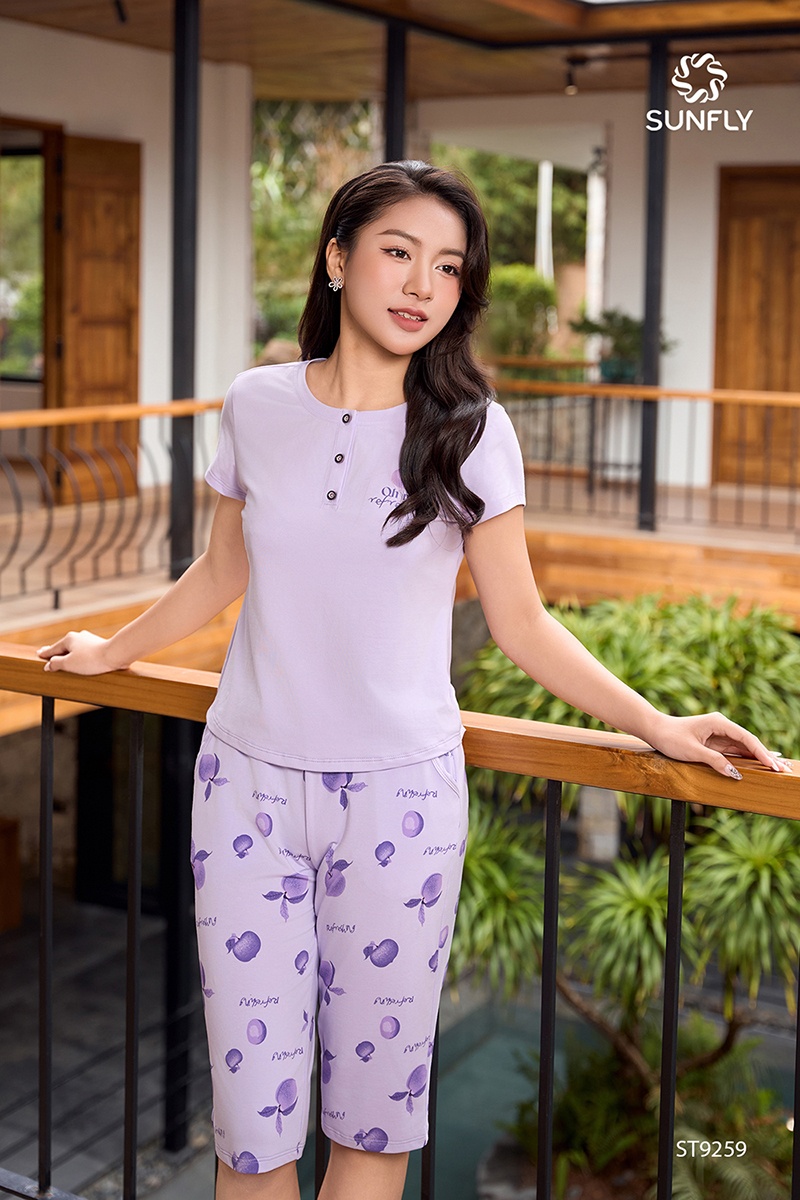 Đồ bộ mặc nhà nữ cotton áo cộc quần ngố ST9259