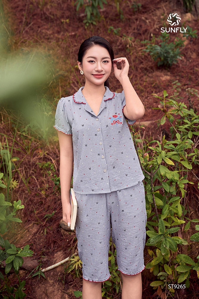 Bộ pijama nữ kate áo cộc quần ngố ST9265