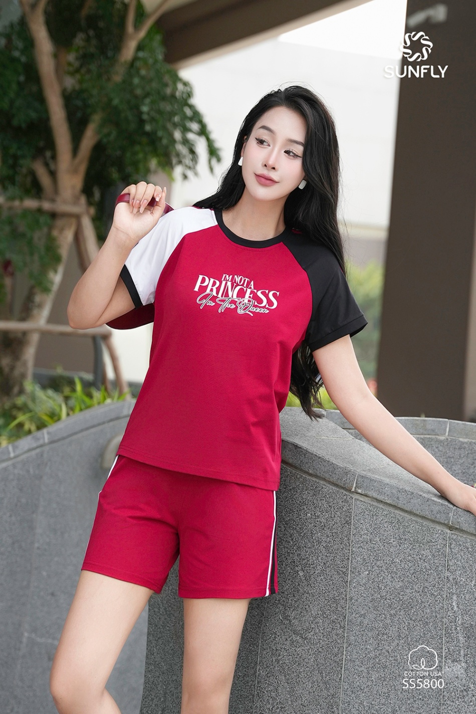 Bộ thể thao nữ cotton USA áo cộc quần sooc SS5800