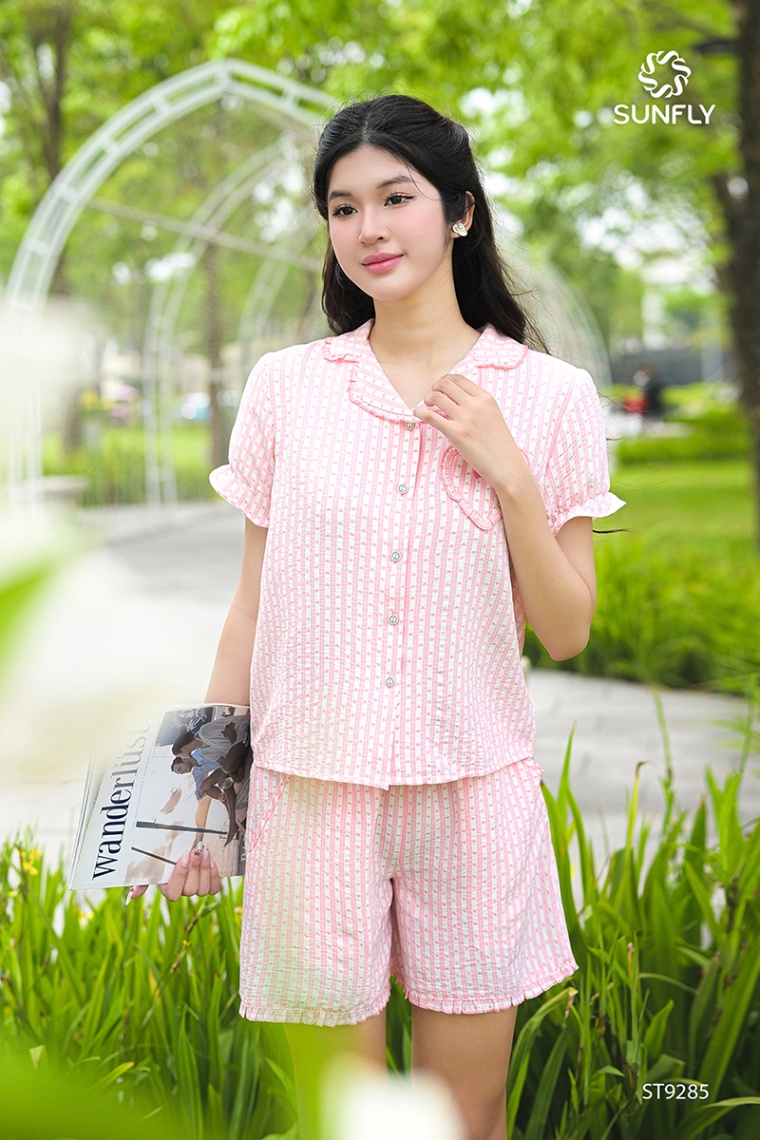 Bộ pijama nữ đũi nhăn áo cộc quần sooc ST9285
