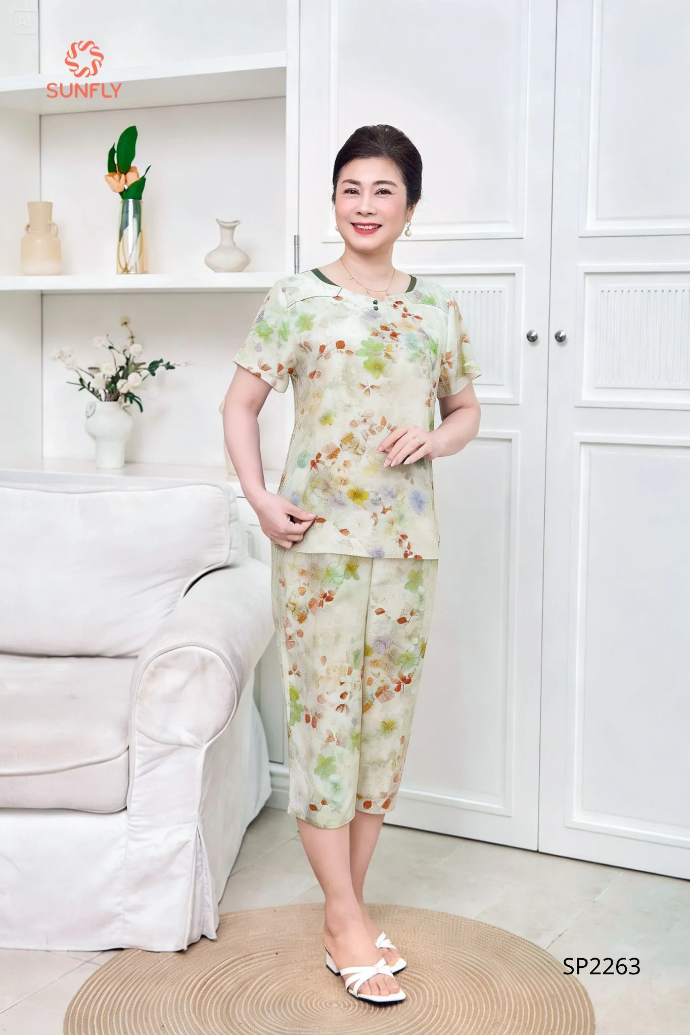 Đồ bộ mặc nhà nữ lanh áo cộc quần ngố SP2263