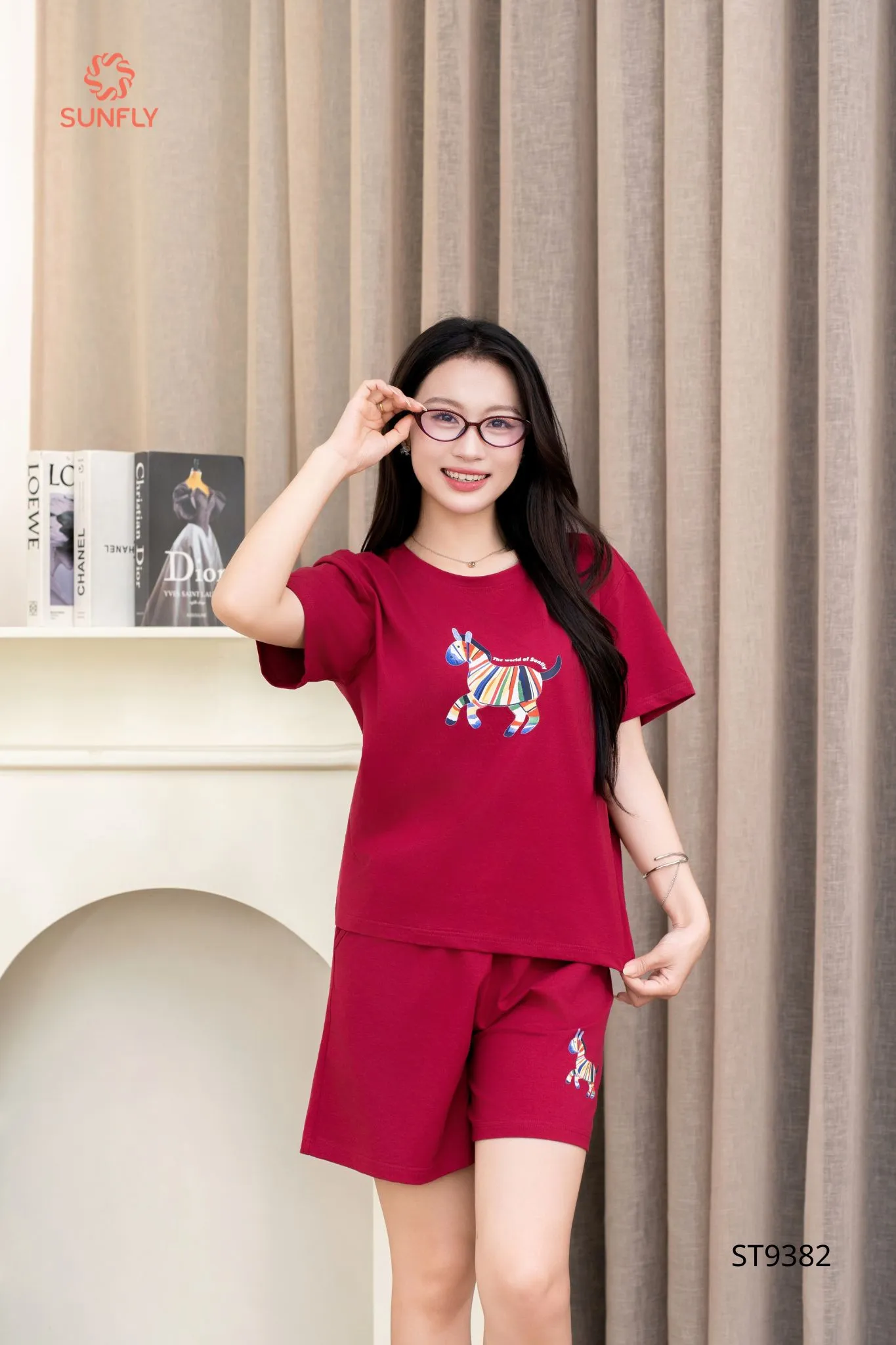 Đồ bộ mặc nhà nữ cotton áo cộc quần sooc ST9382