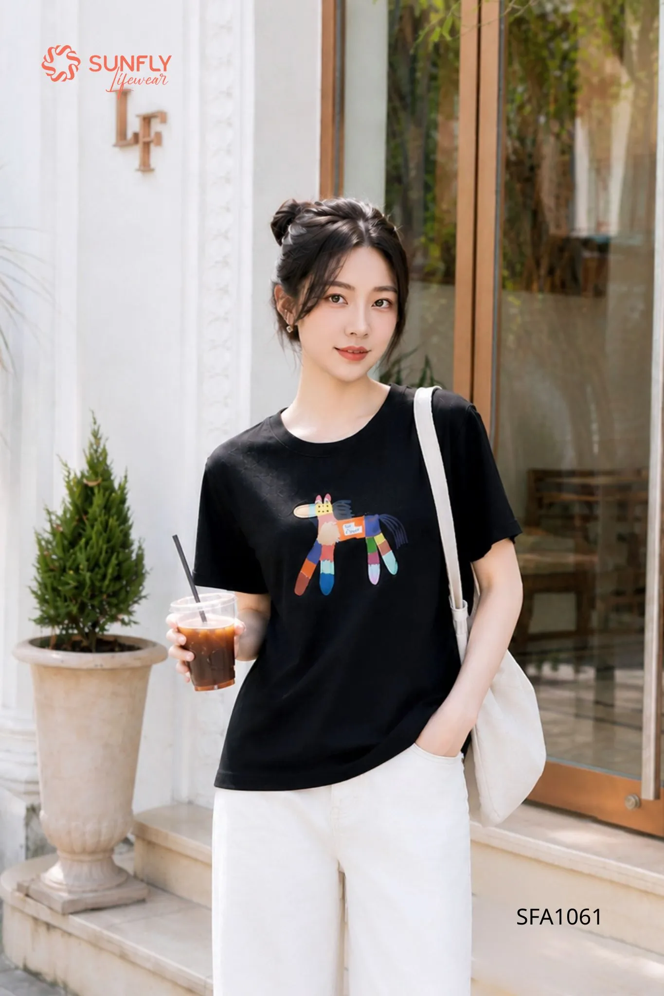 Áo phông nữ cotton compact cộc tay SFA1061