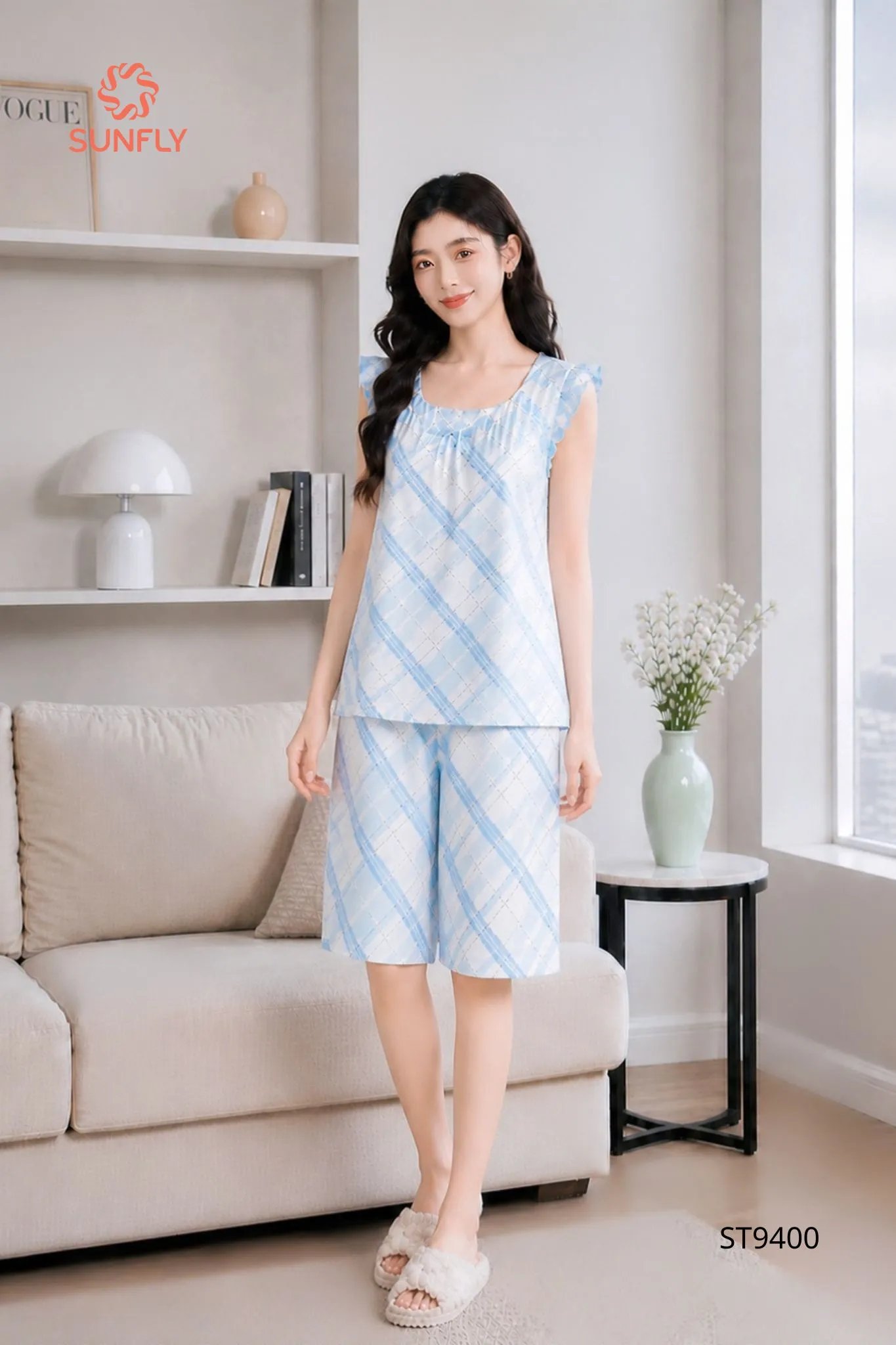 Đồ bộ mặc nhà nữ lanh áo sát nách quần ngố ST9400