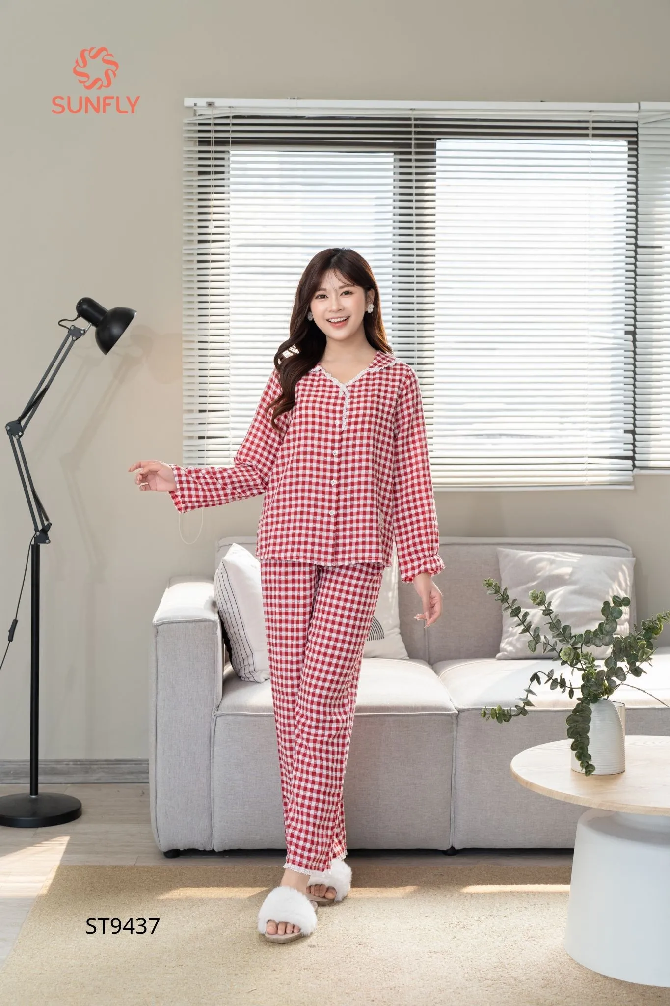 Bộ pijama nữ kate áo dài quần dài ST9437