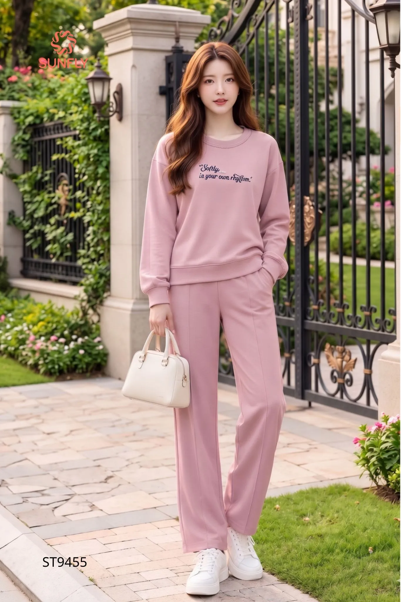 Đồ bộ mặc nhà nữ ponte áo dài quần dài ST9455
