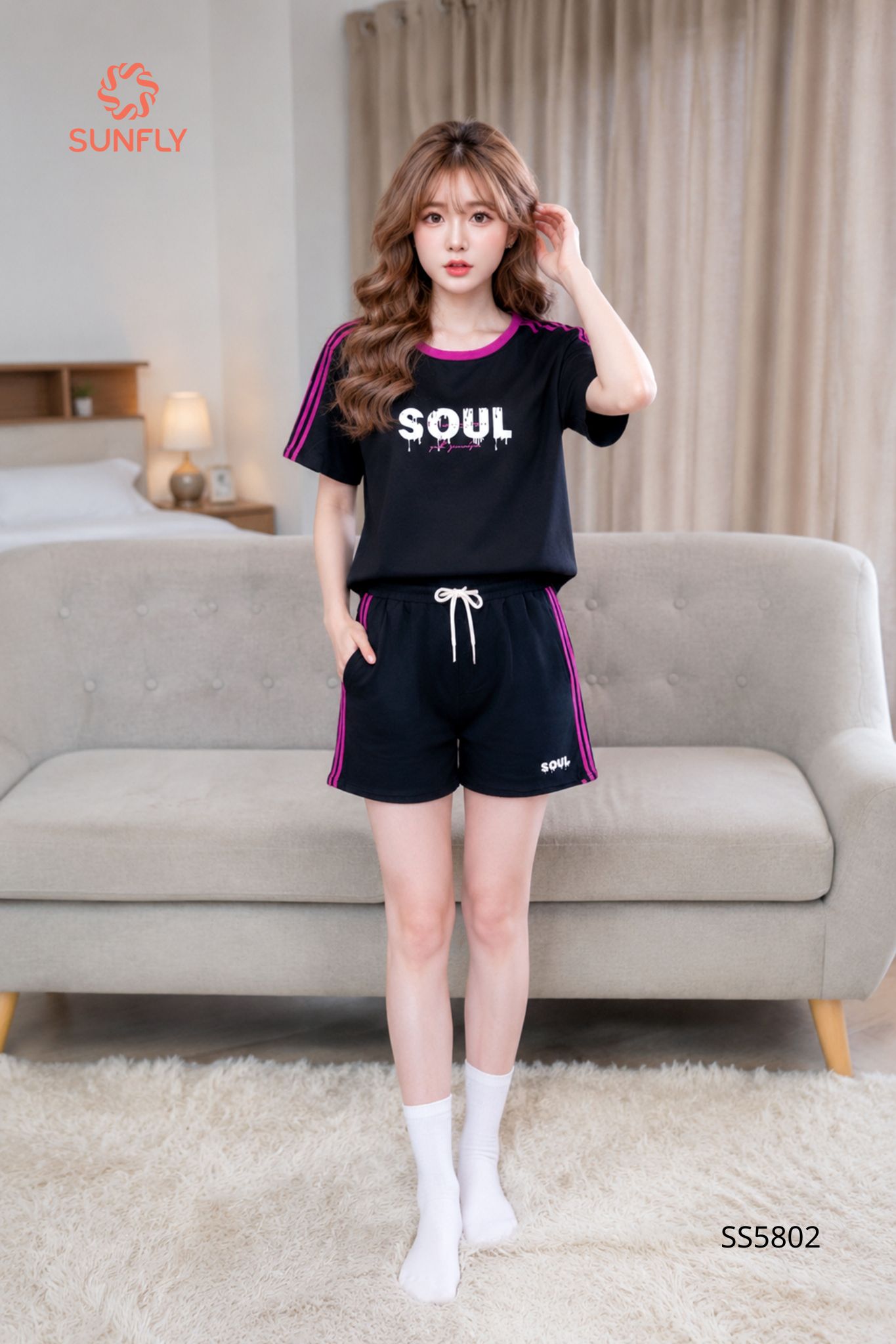 Bộ thể thao nữ cotton compact áo cộc quần sooc SS5802