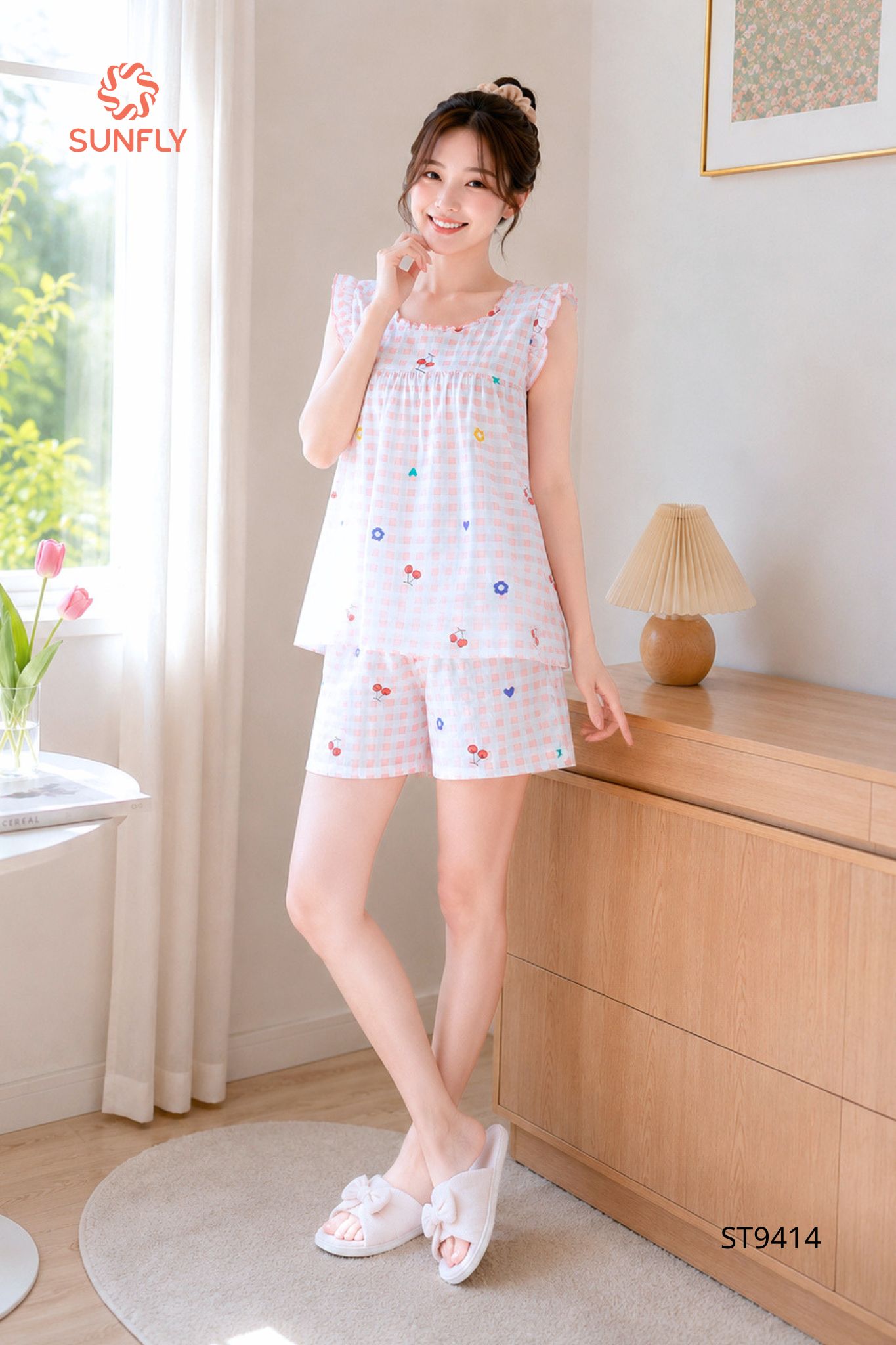 Đồ bộ mặc nhà nữ lanh áo sát nách quần sooc ST9414
