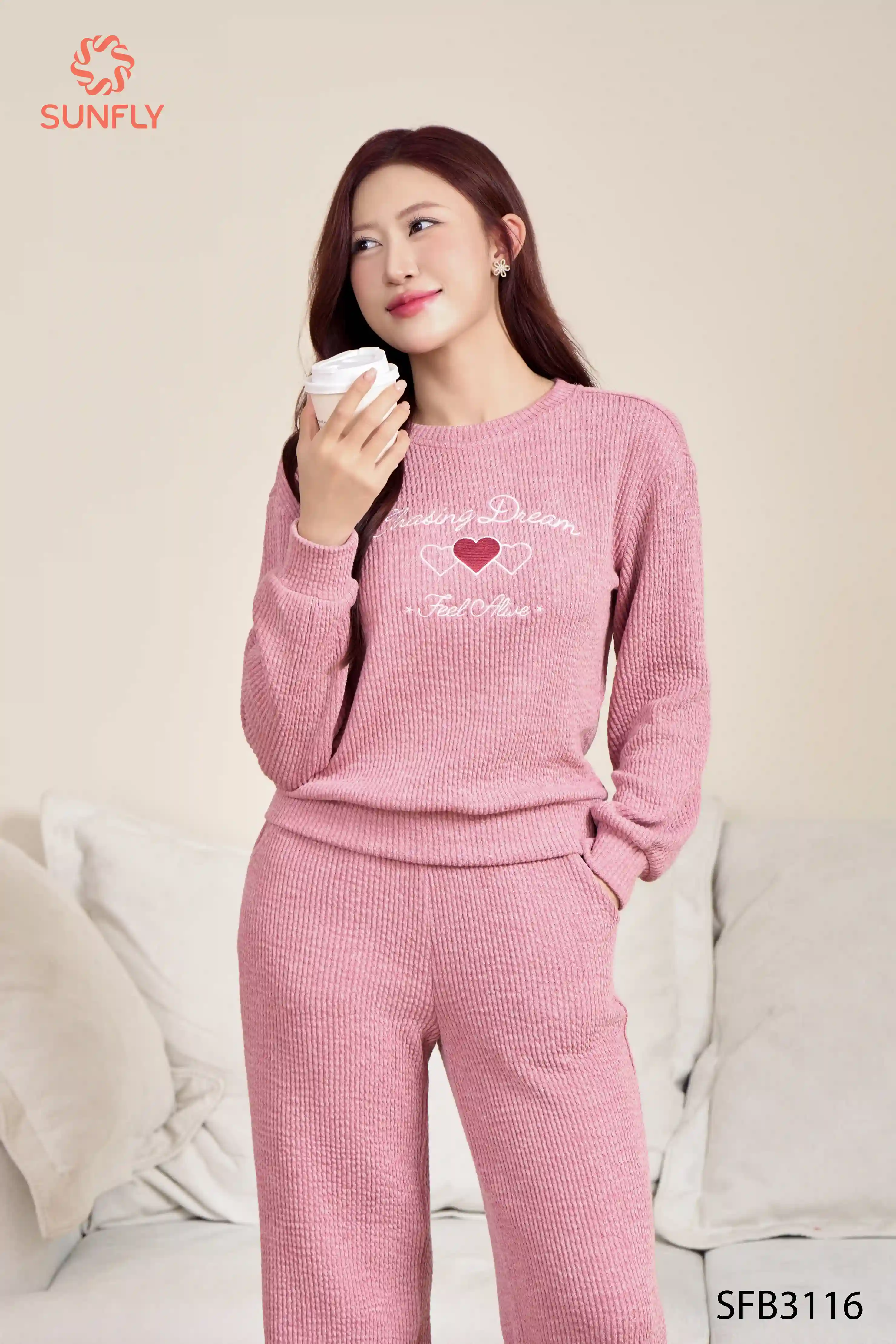 Set đồ nữ len áo dài quần dài SFB3116