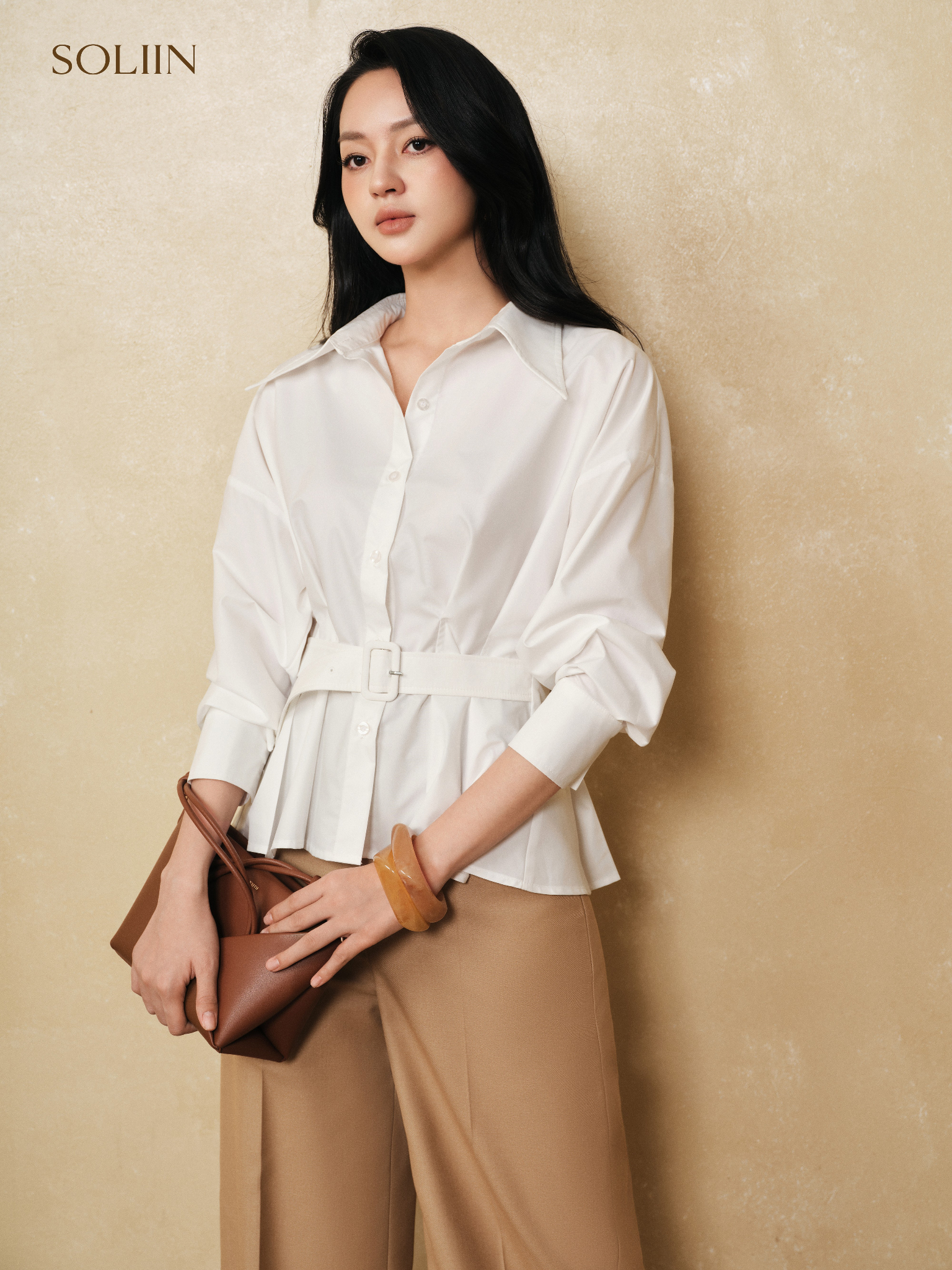 Sơ mi peplum thắt đai Sophia shirt