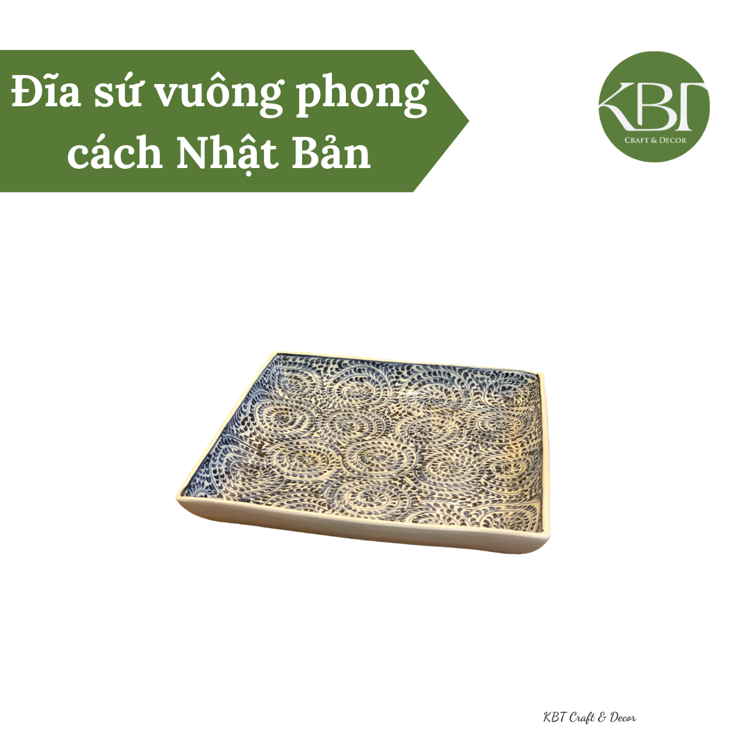 Đĩa sứ vuông phong cách Nhật Bản