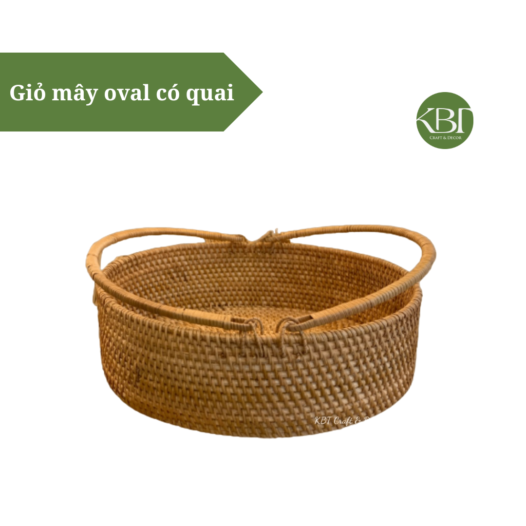 Giỏ mây oval có quai