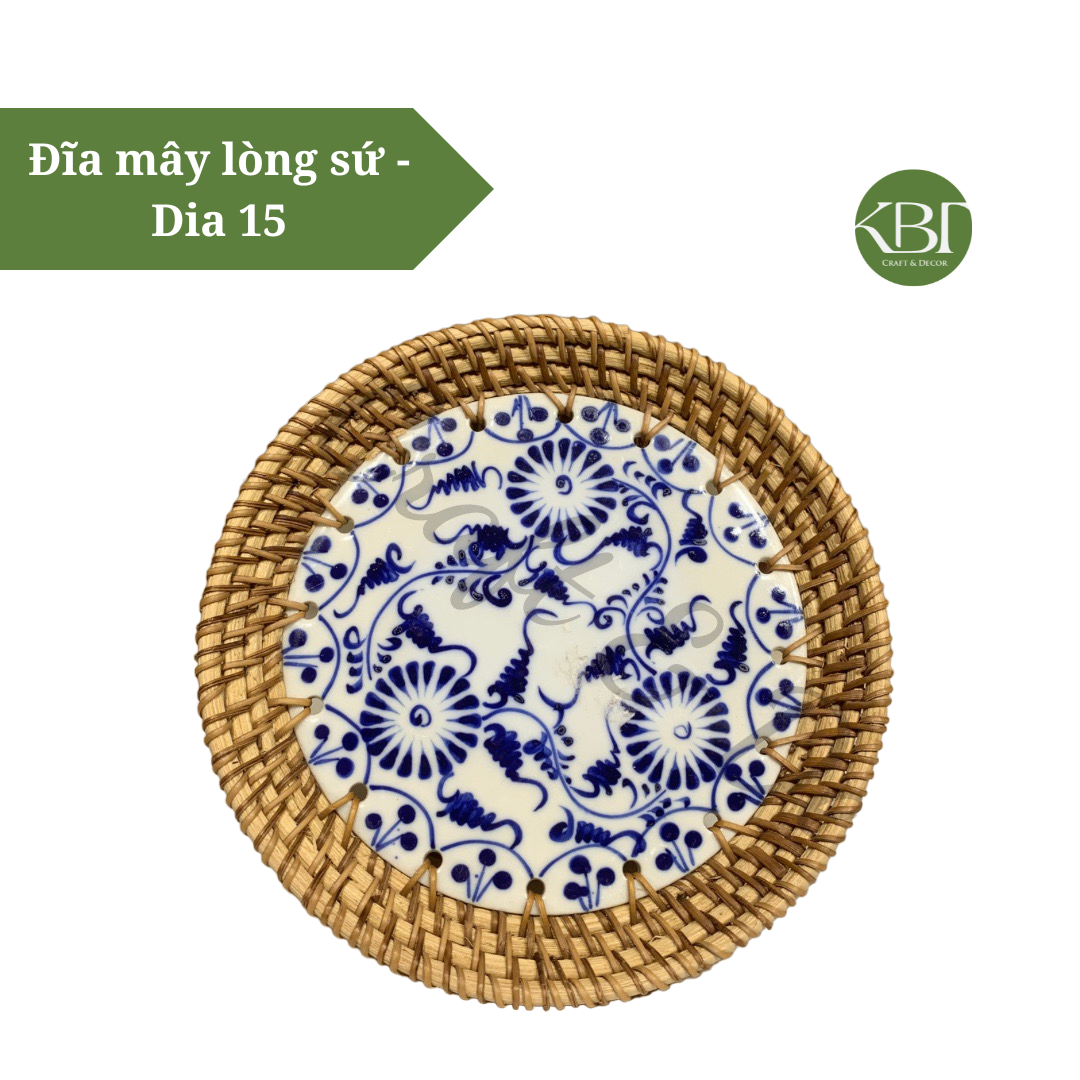 Đĩa mây lòng sứ - Dia 15